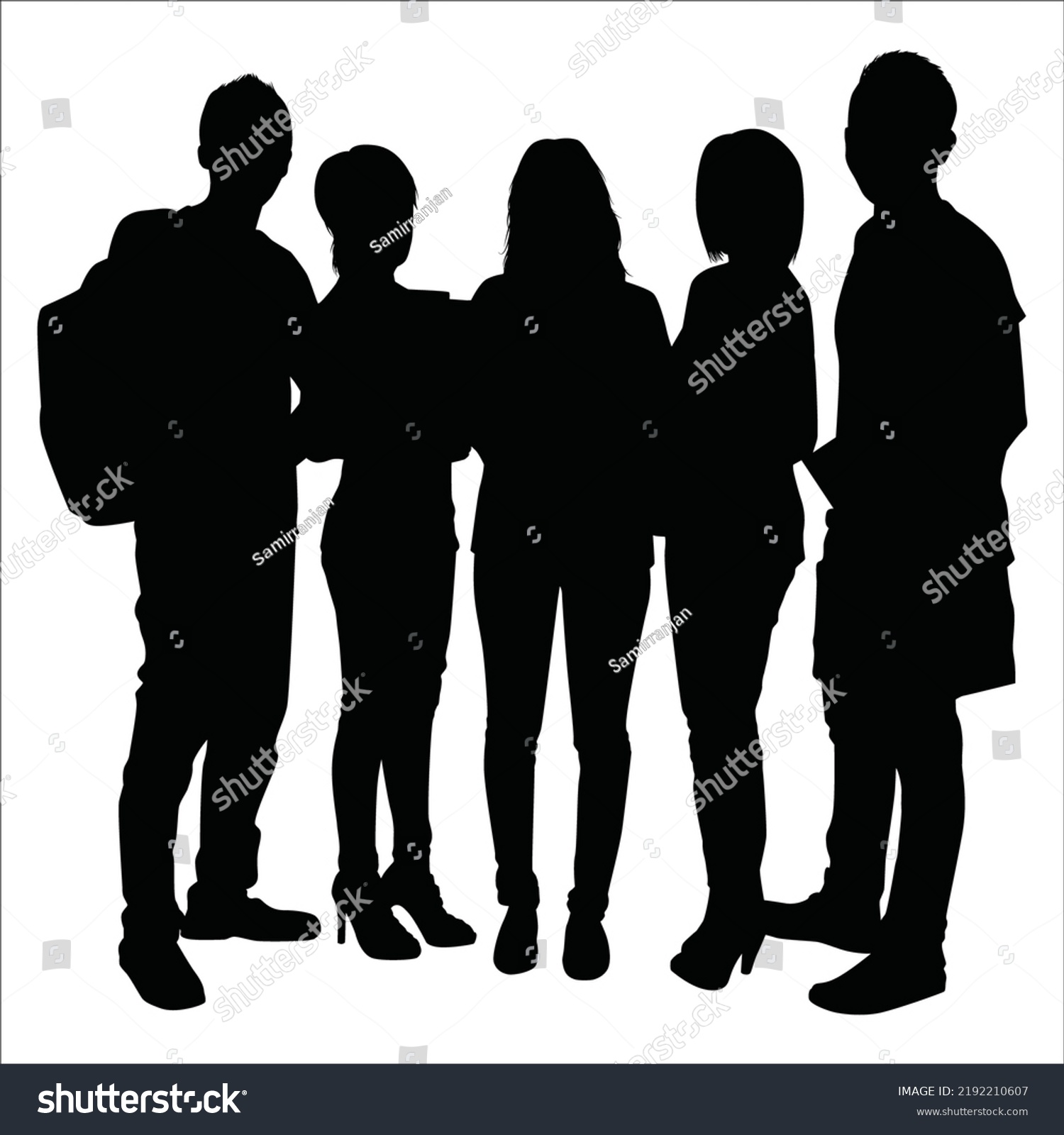 Vector Set Students Silhouettes Illustration Isolated Stock Vector ...