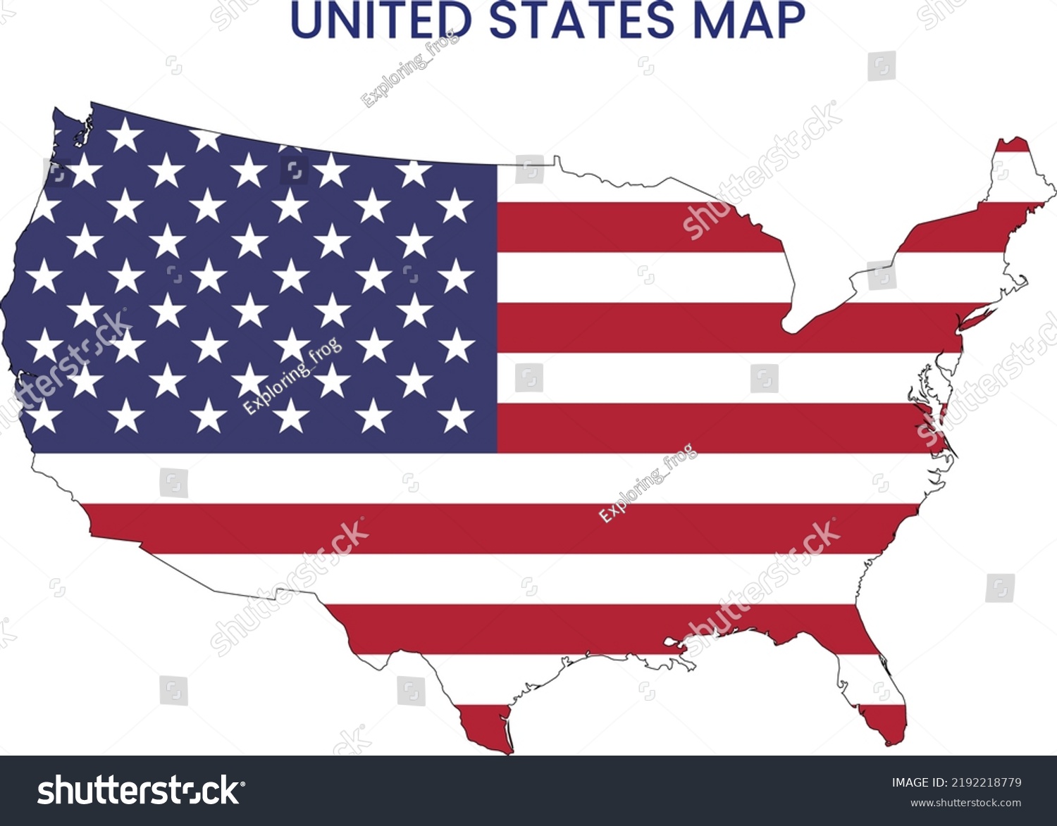 High Detailed Map United States Outline Stock Vector (Royalty Free ...