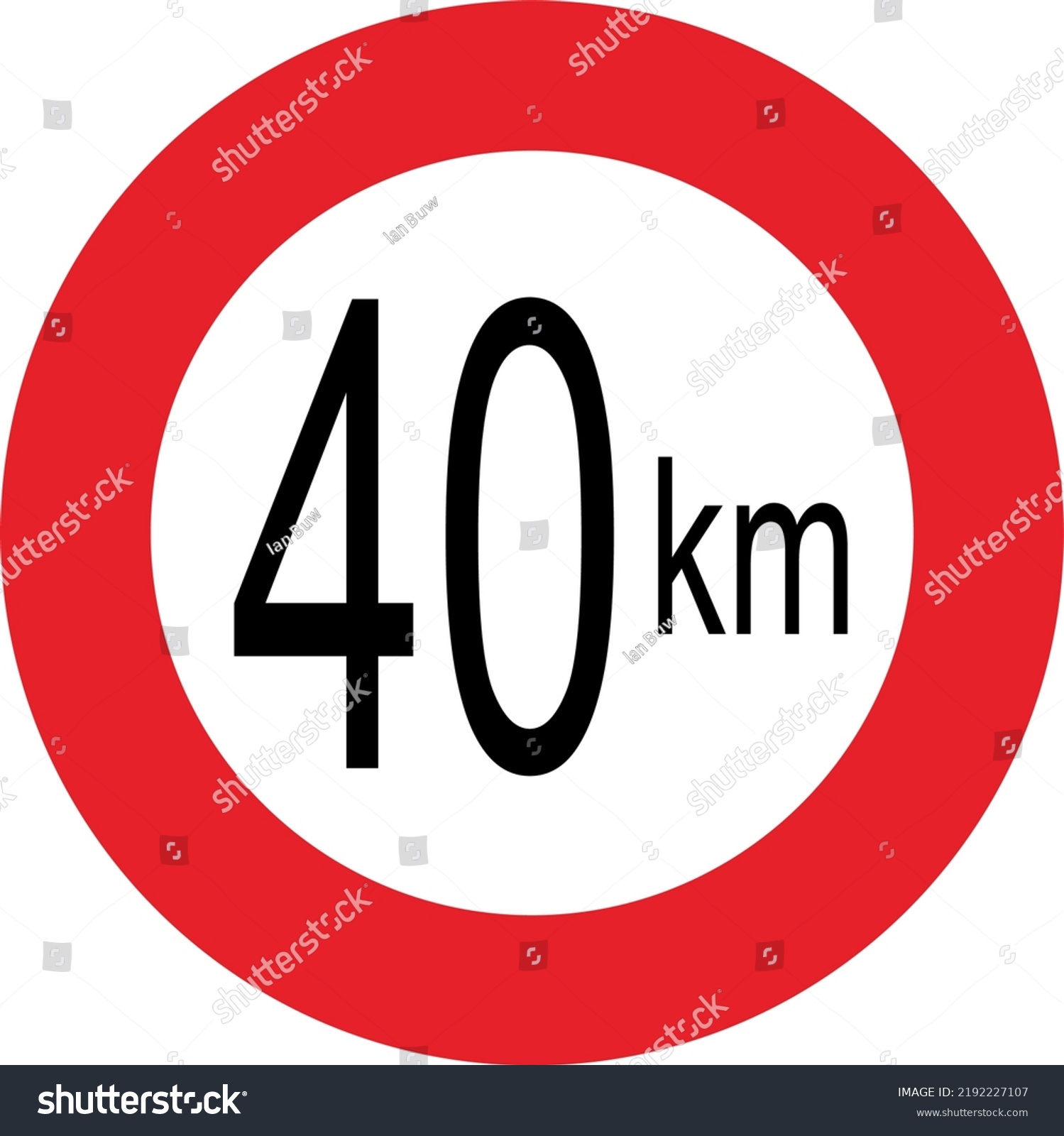 Illustration Maximum 40 Kmph Velocity Sign Stock Vector (Royalty Free ...