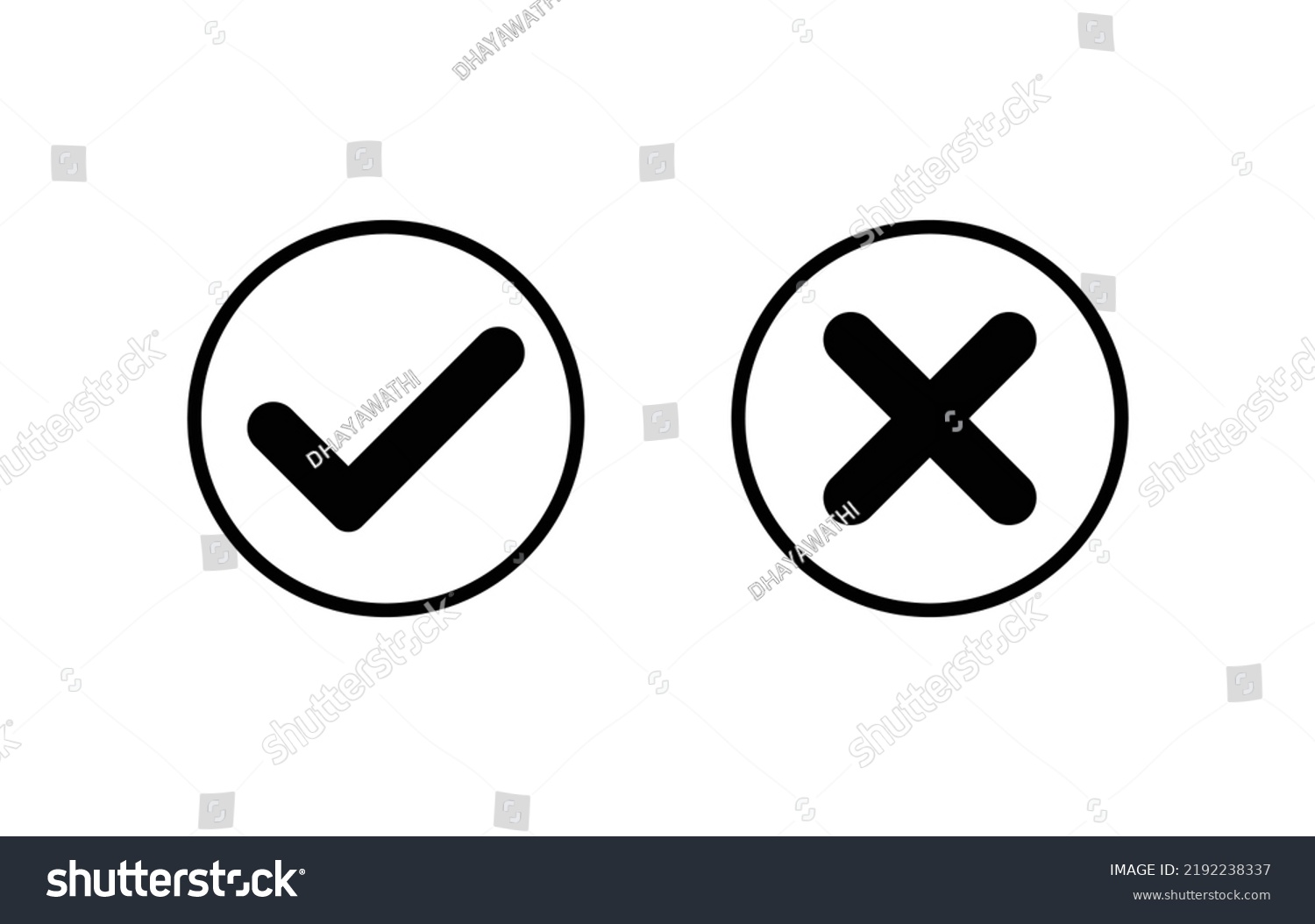 Check Mark Cross X Icon Flat Stock Vector (Royalty Free) 2192238337 ...