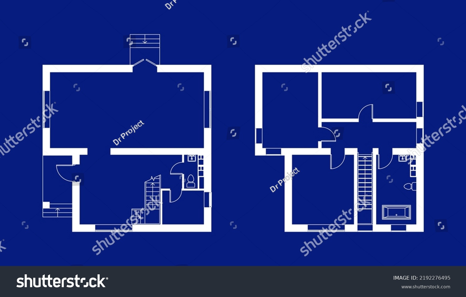 Blueprints Floor Plans Suburban House Vector Stock Vector (Royalty Free ...