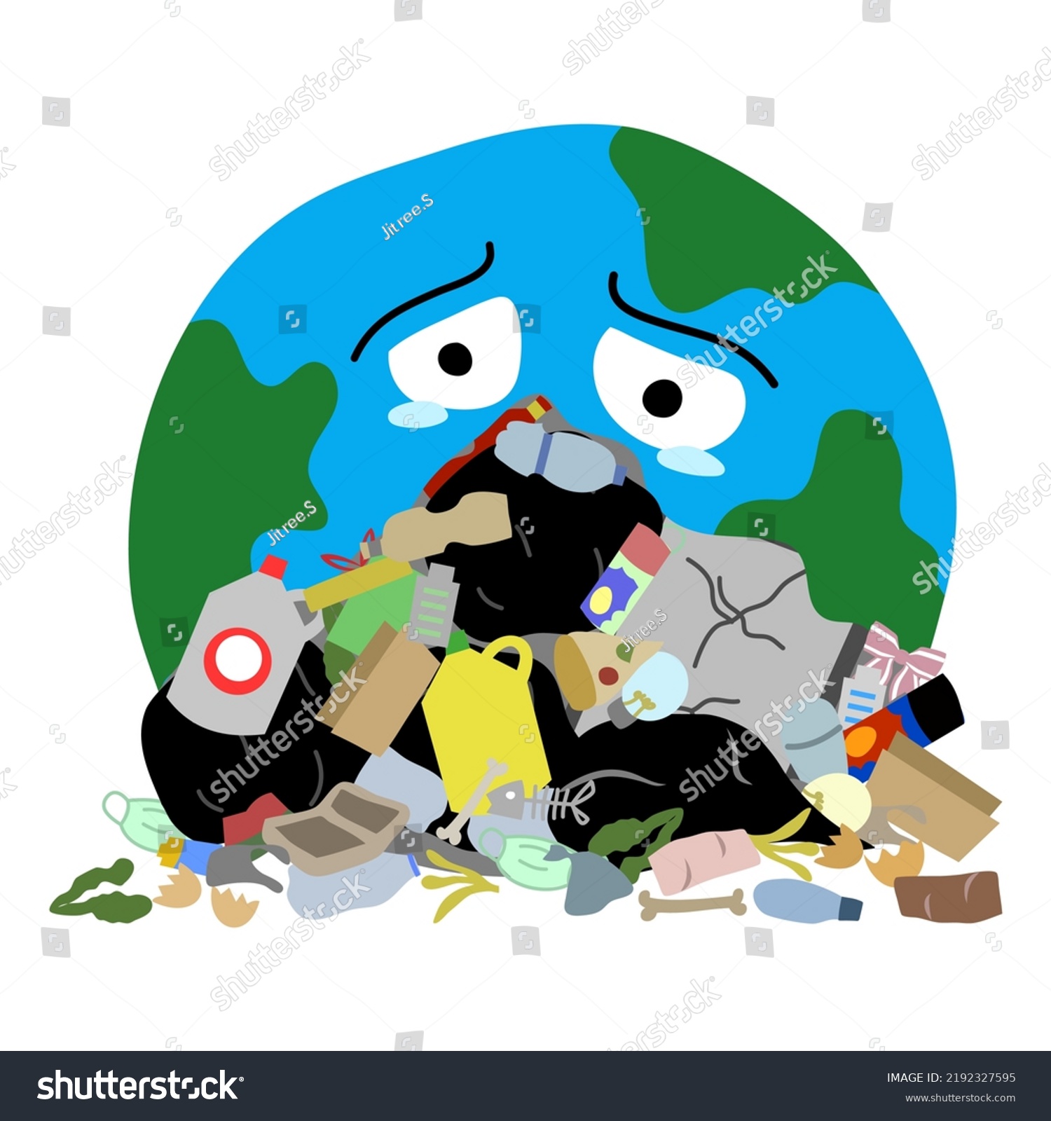 Globe Mountain Garbage Plastic Pollution Save Stock Vector (Royalty ...