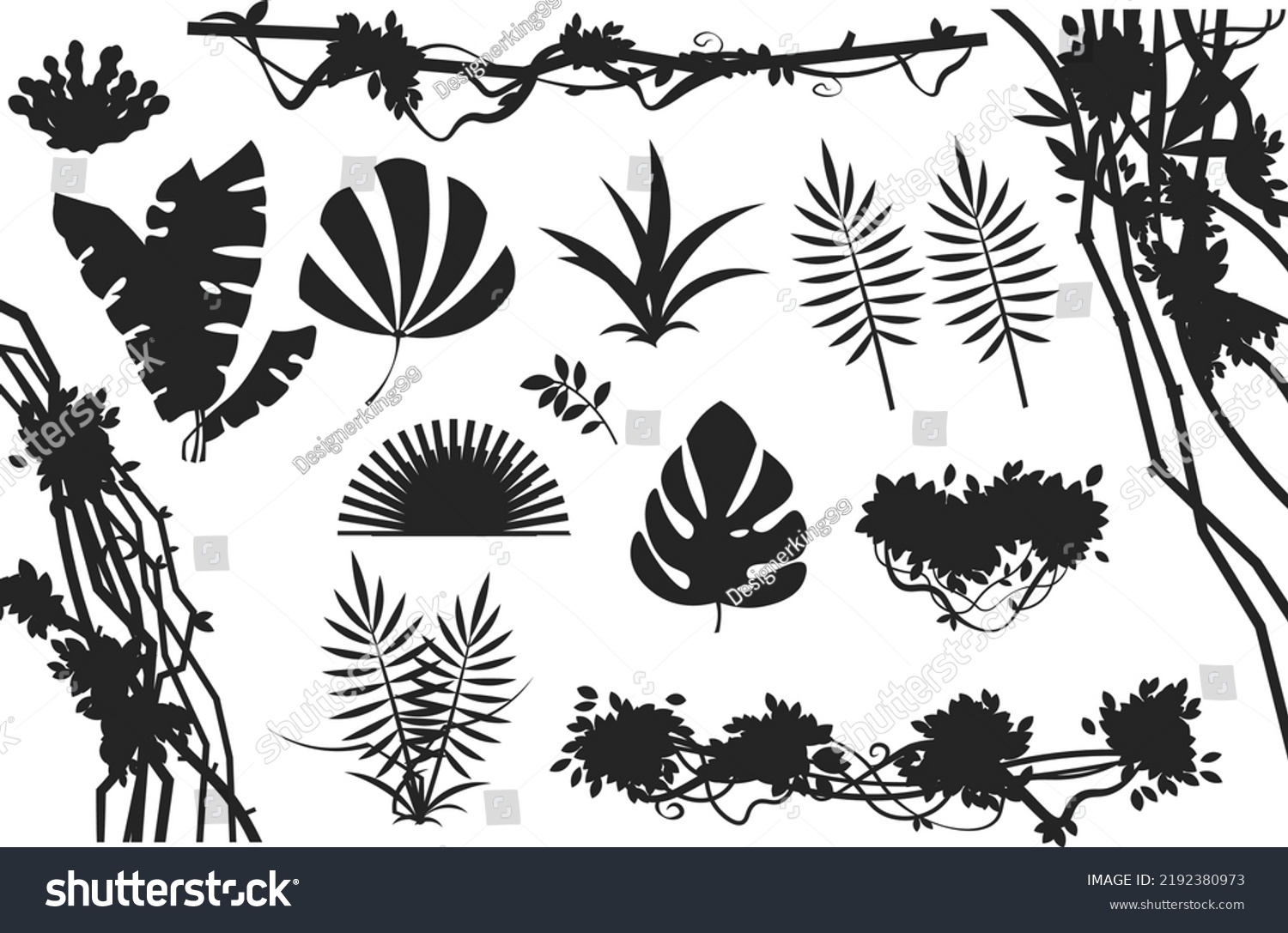 Jungle Vine Cartoon Rainforest Leaves Liana Stock Vector (Royalty Free ...