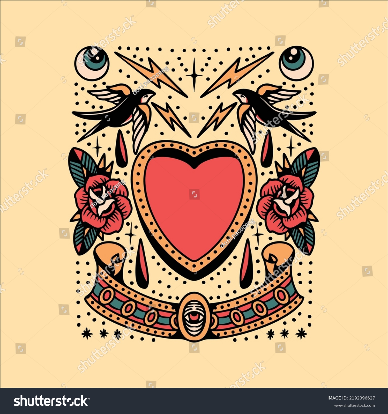 Swallow Heart Tattoo Vector Design Stock Vector (Royalty Free ...