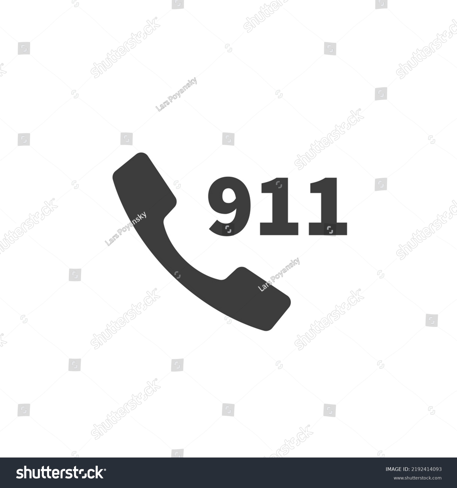 Handset 911 Emergency Number Simple Black Stock Illustration 2192414093