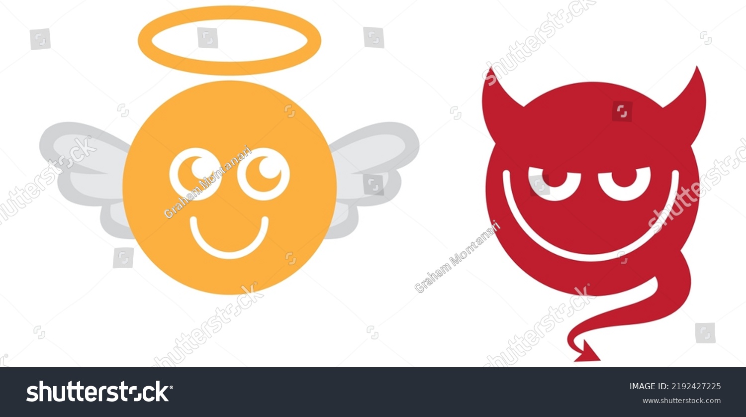 Emoji Emoticons Angel Devil Representing Good Stock Vector (Royalty ...