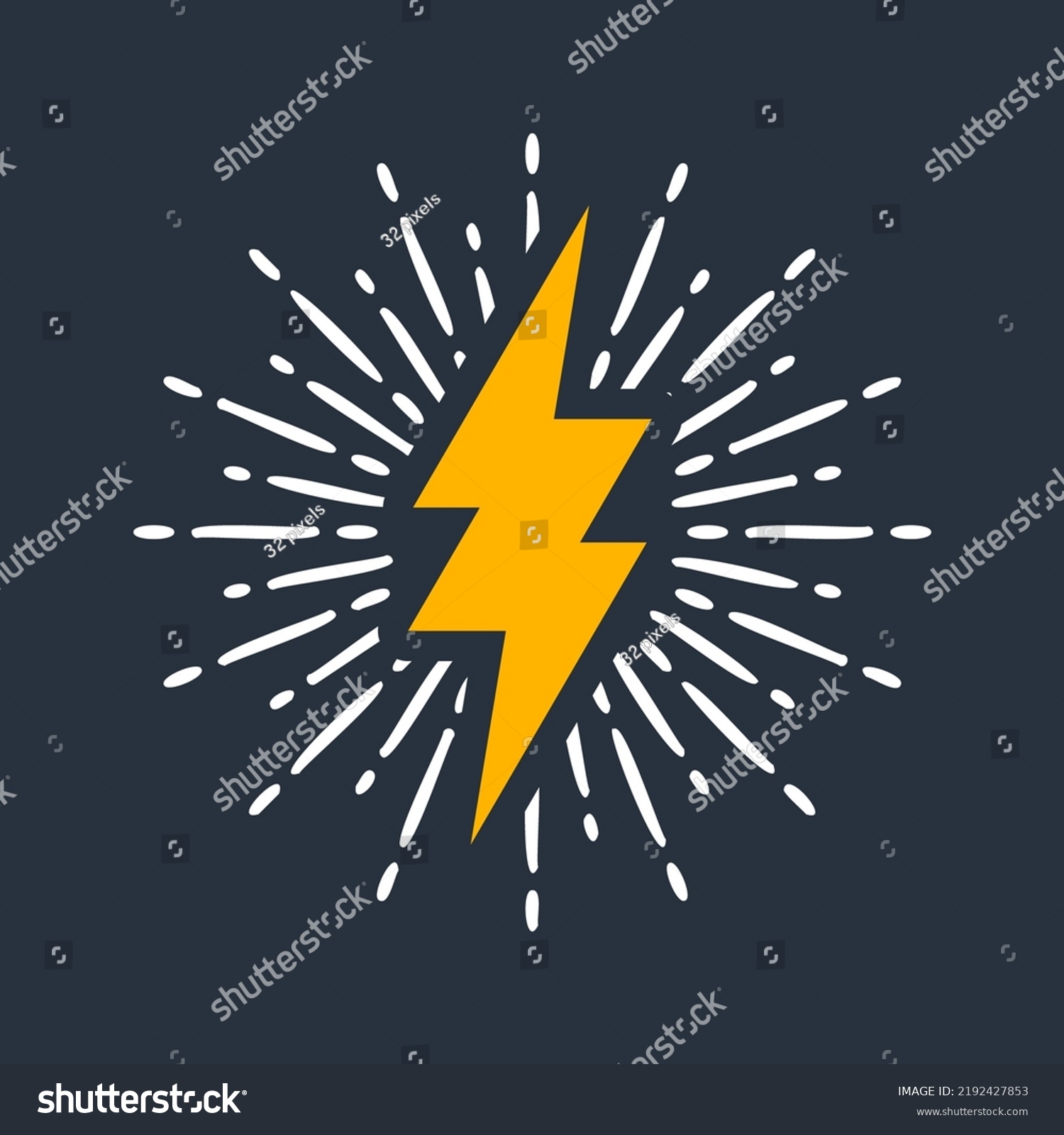 Yellow Vintage Lightning Bolt Sun Rays Stock Vector (Royalty Free ...