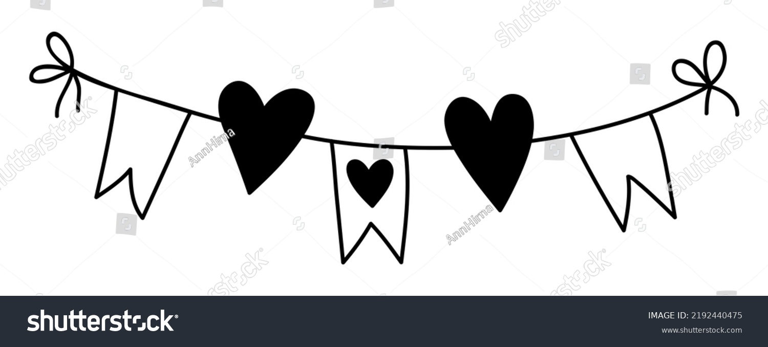 Hand Drawn Garland Flags Hearts Doodle Stock Vector Royalty Free hand-drawn-garland-flags-hearts-doodle-stock-vector-royalty-free