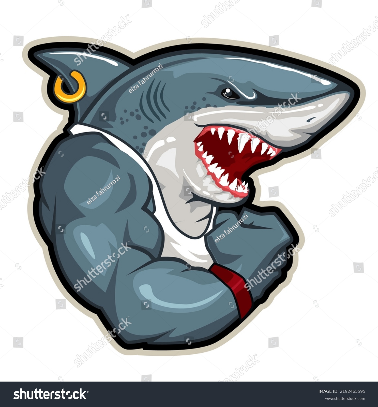 Shark Muscle Mascot Cartoon Vector Stock Vector (Royalty Free ...