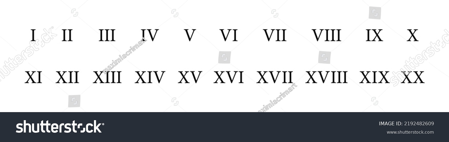 Set Roman Numerals 1 20 Vector Stock Vector (Royalty Free) 2192482609