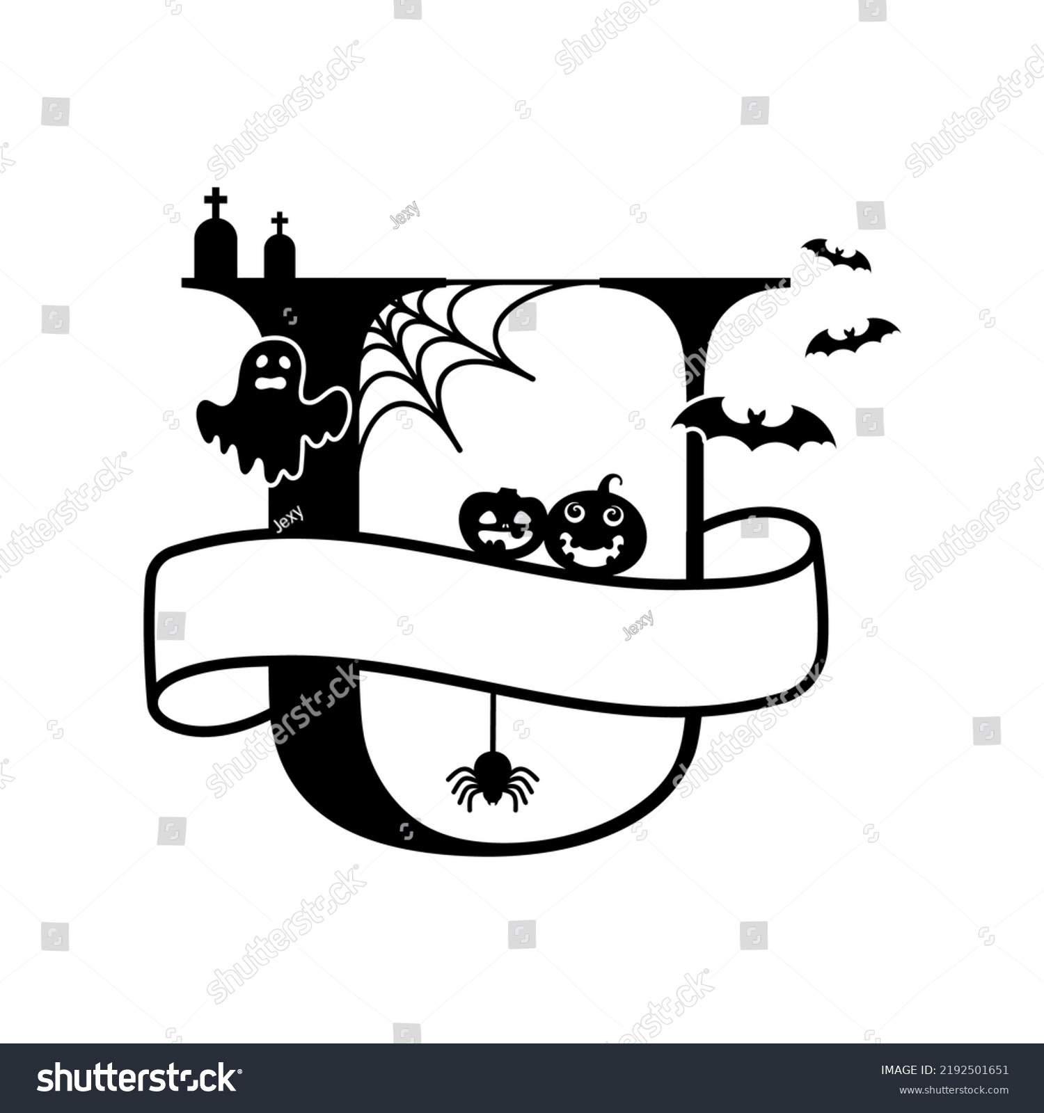 Cute Halloween Letter U Split Monogram Stock Vector (Royalty Free ...