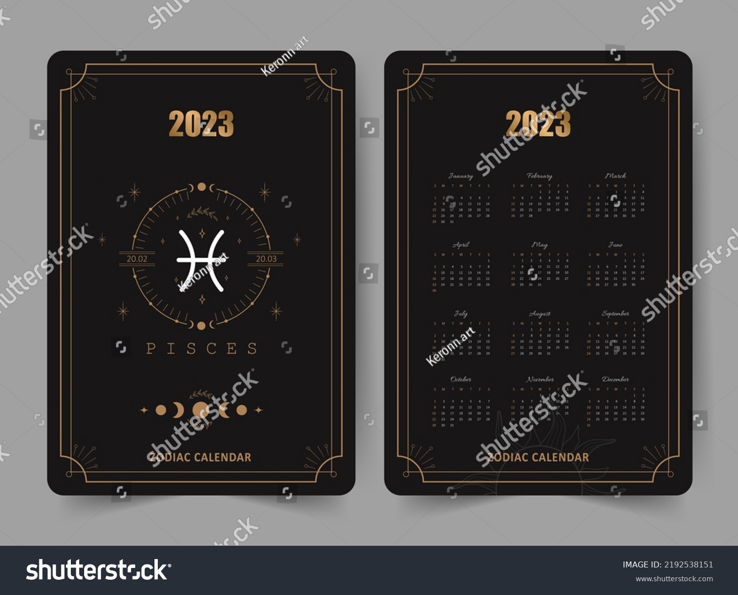 Zodiac Pisces Calendar 2023 Pocket Size Stock Vector (Royalty Free ...