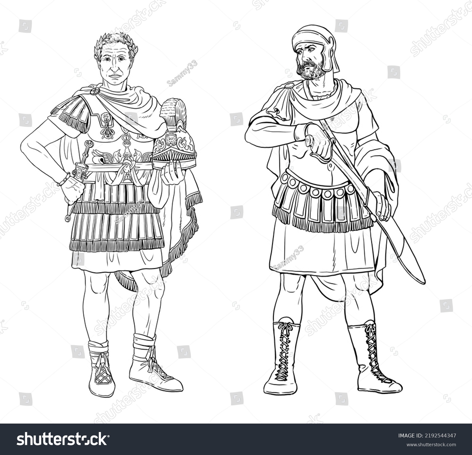 Famous Figures History Julius Caesar Hannibal Stock Illustration ...