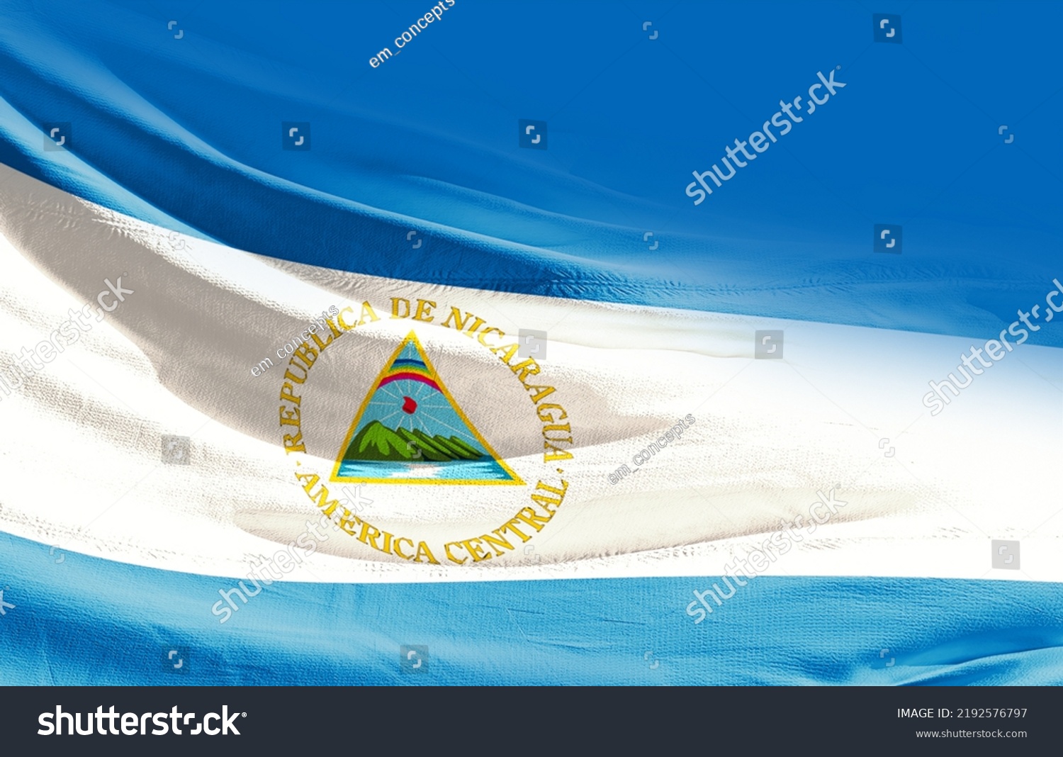 Nicaragua National Flag Cloth Fabric Waving Stock Photo 2192576797 ...