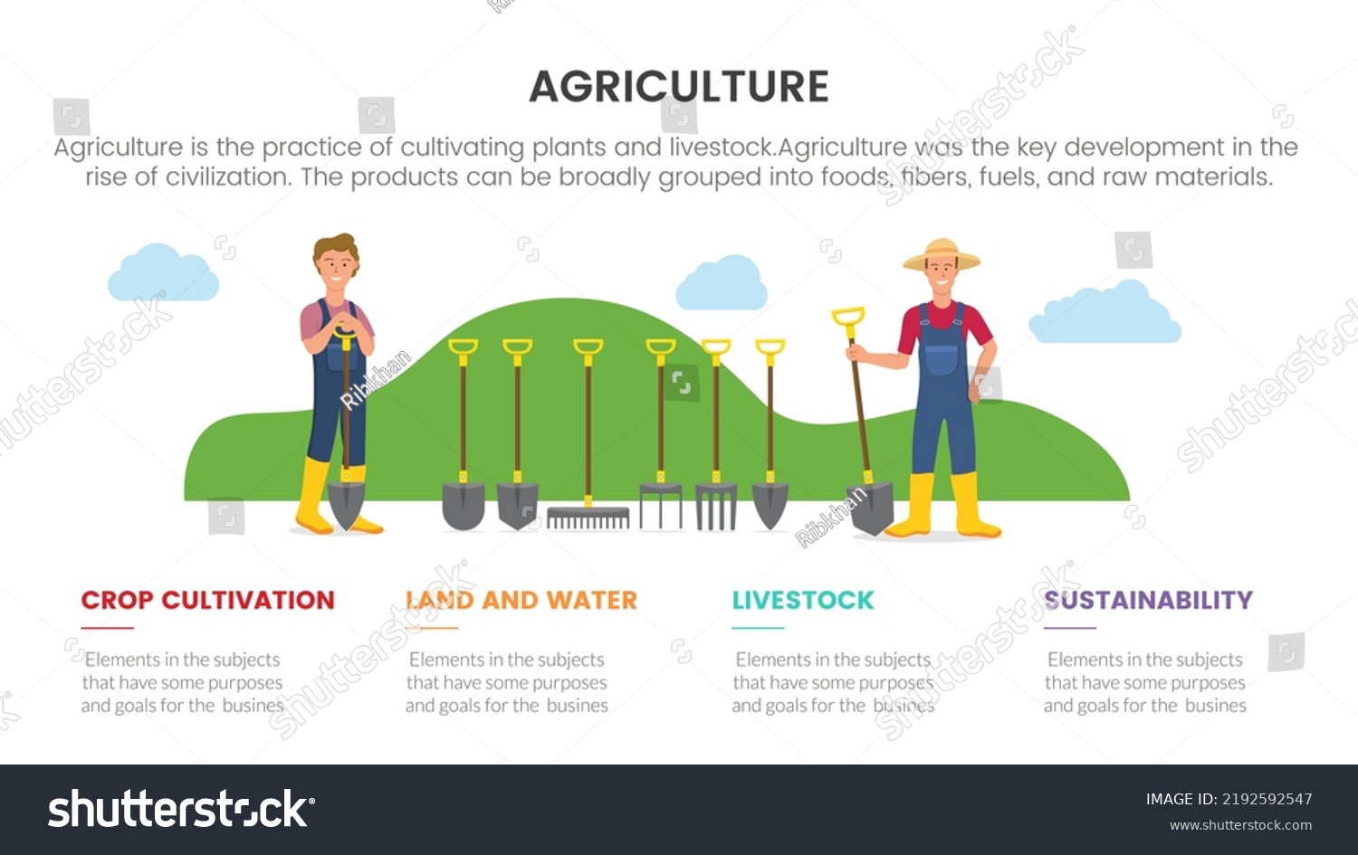 Tools Equipment Farming Agriculture Infographic Concept Stock Vector ...