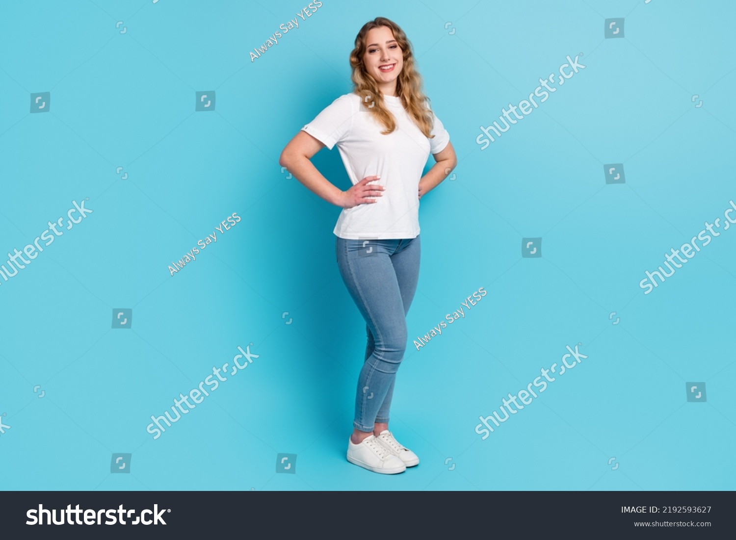 Full Length Portrait Pretty Woman Arms Stock Photo 2192593627 ...