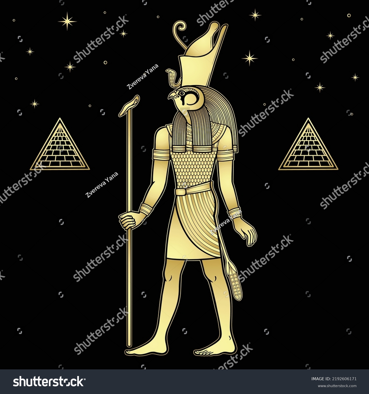 Animation Color Portrait Ancient Egyptian God Stock Vector (Royalty ...
