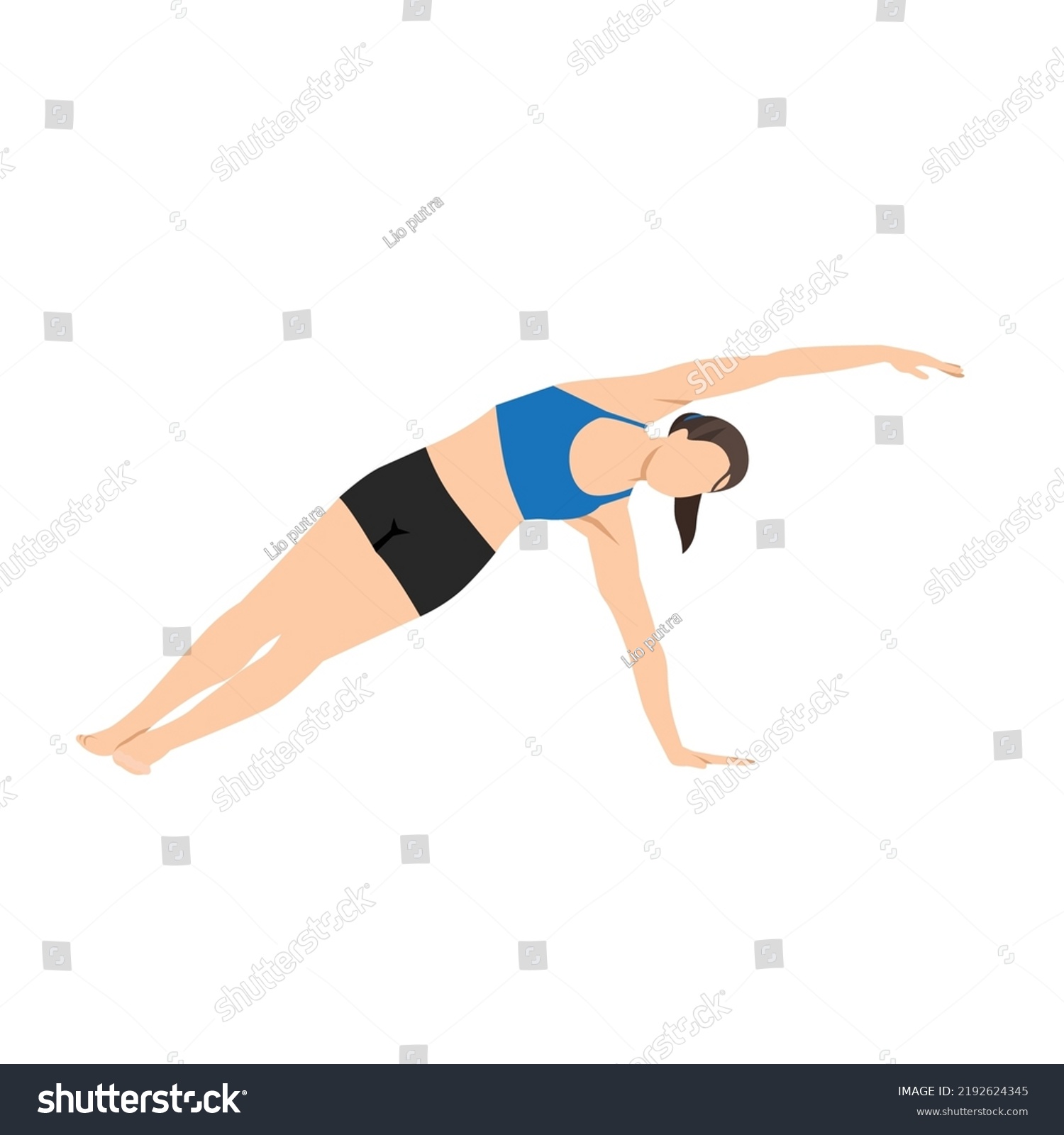 Woman Doing Side Plank Side Stretch Stock Vector Royalty Free 2192624345 Shutterstock 3372