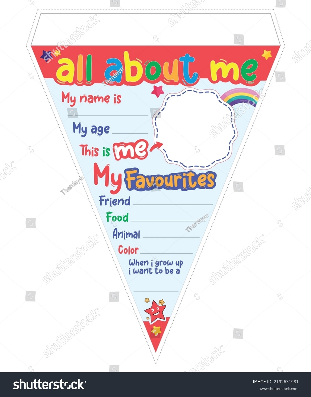 Printable All About Me Pennant Stock Vector (Royalty Free) 2192631981