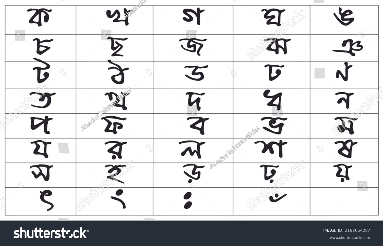 Bengali Alphabet Bangla Alphabet Alphabet Used Stock Illustration ...