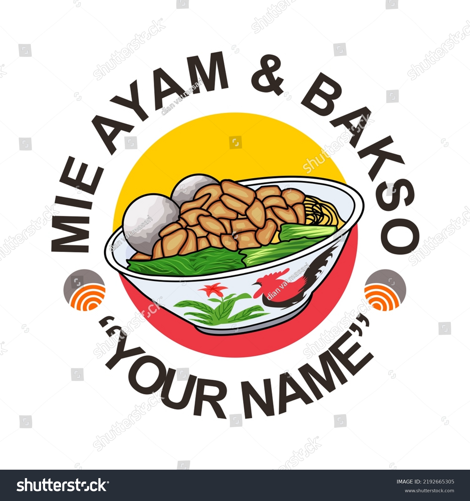 Logo Mie Ayam Bakso Chicken Noodles Stock Illustration 2192665305