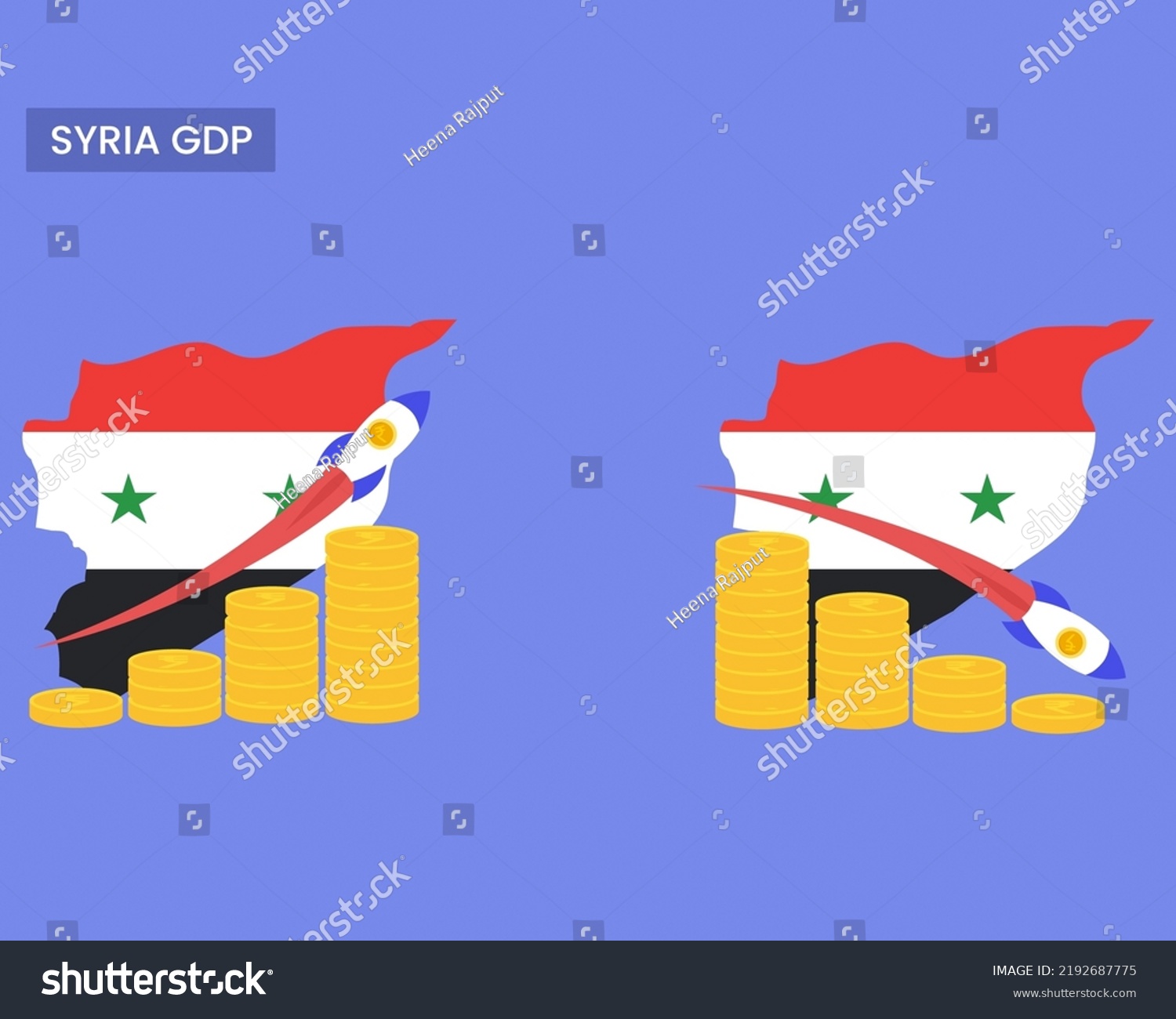 Syria Country Gdp Increase Decrease Growth Stock Vector (Royalty Free ...