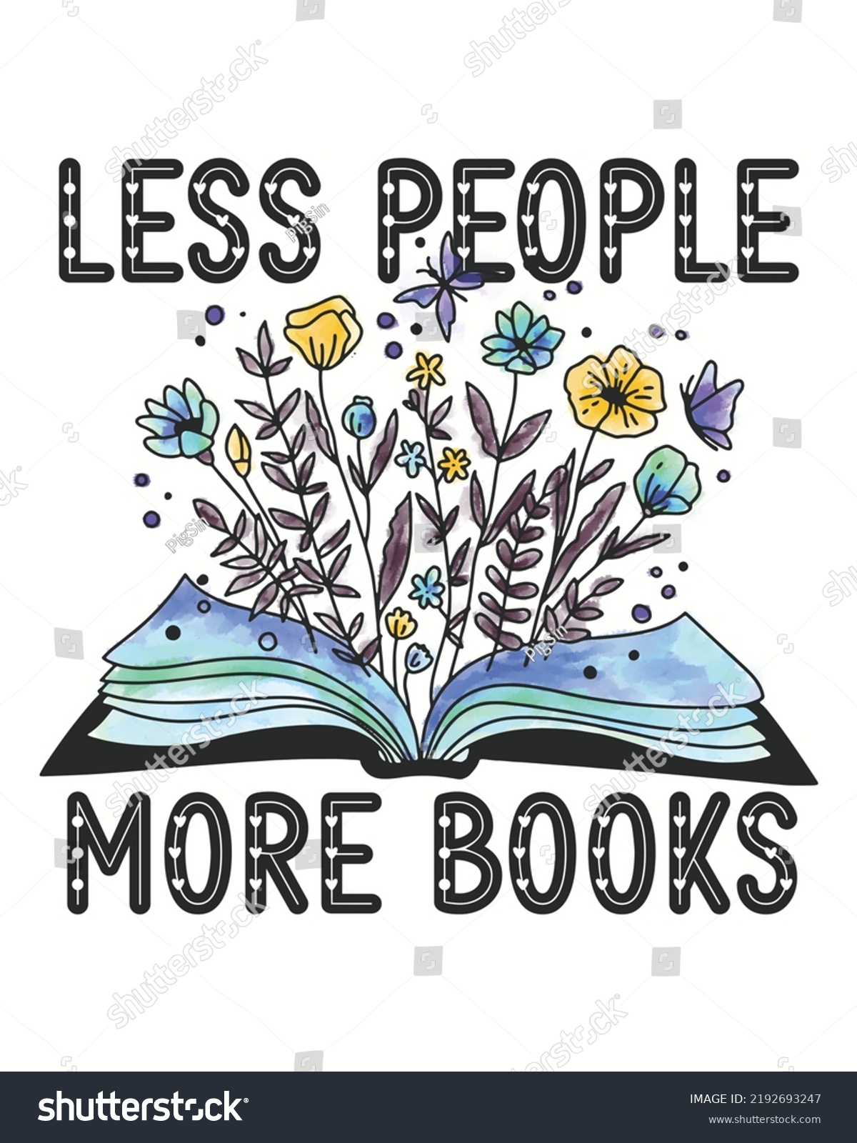 Less People More Book Flowers Vector Stock Vector (Royalty Free ...