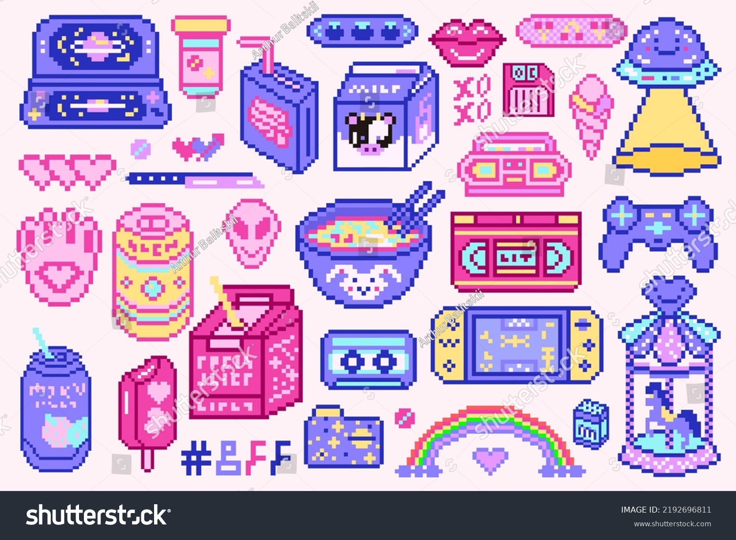 Pixel Art 8 Bit Objects Retro Stock Vector (Royalty Free) 2192696811 ...