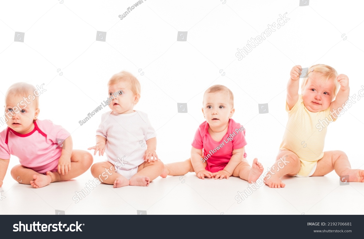 Four Babies Isolated Isolated On White Stock Photo 2192706681 ...