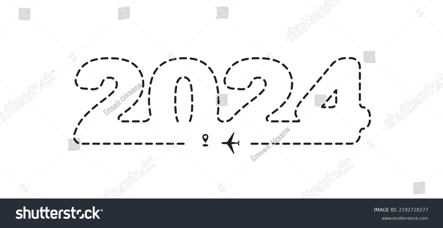 Airplane 2024 Dotted Path Aircraft Tracking Stock Vector Royalty Free   Stock Vector Airplane Dotted Path Aircraft Tracking Trace Road New Year Plane Track To Point Line Way 2192728277 