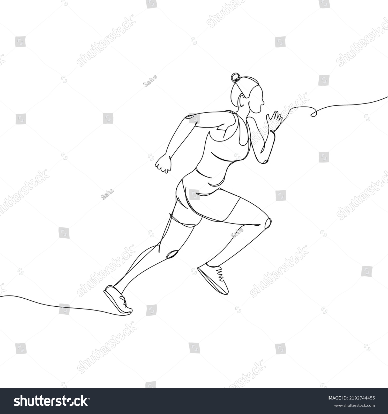 Girl Running One Line Art Continuous Stock Vector (royalty Free 