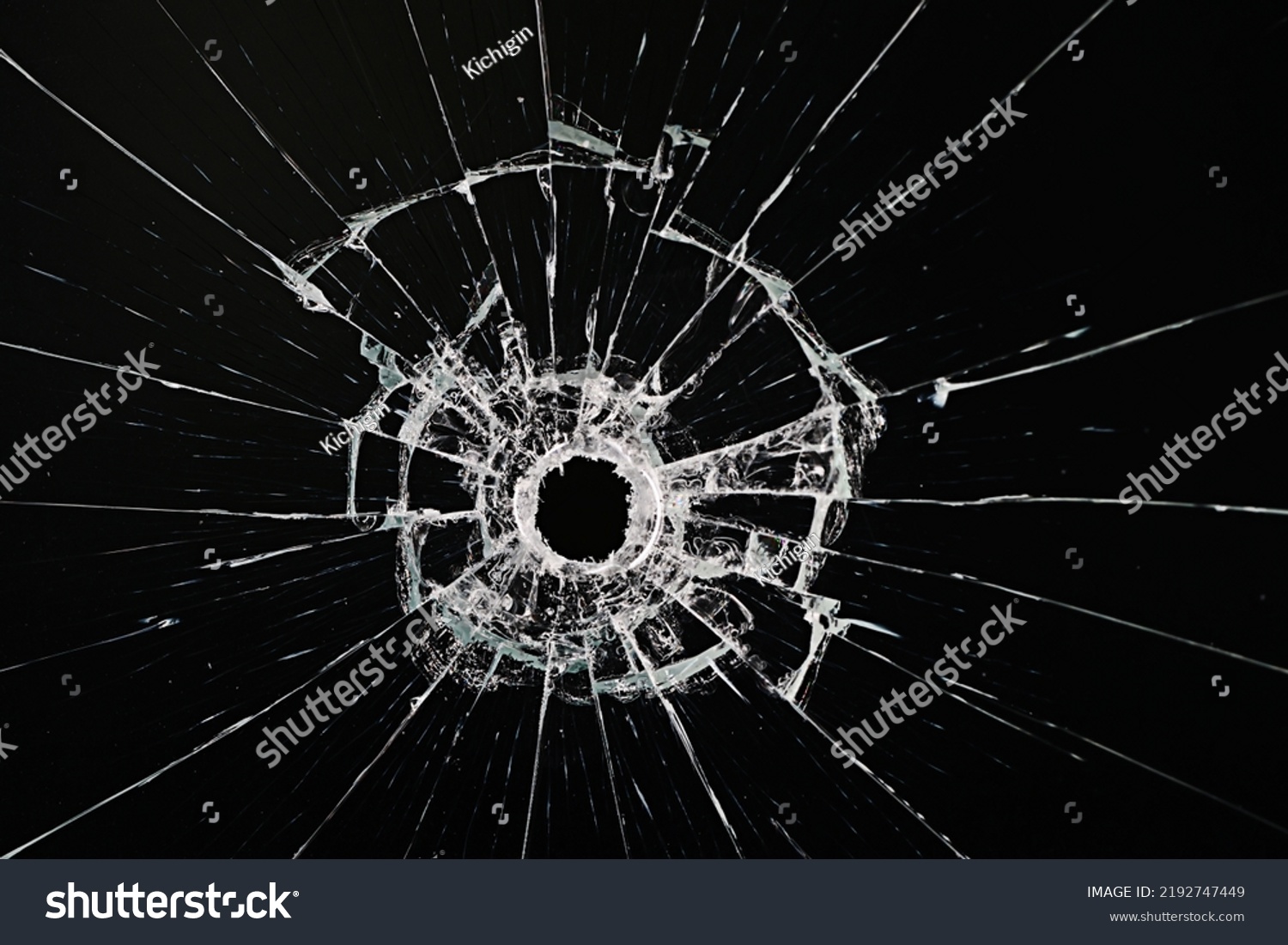 Bullet Hole On Glass Black Background Stock Photo 2192747449 | Shutterstock