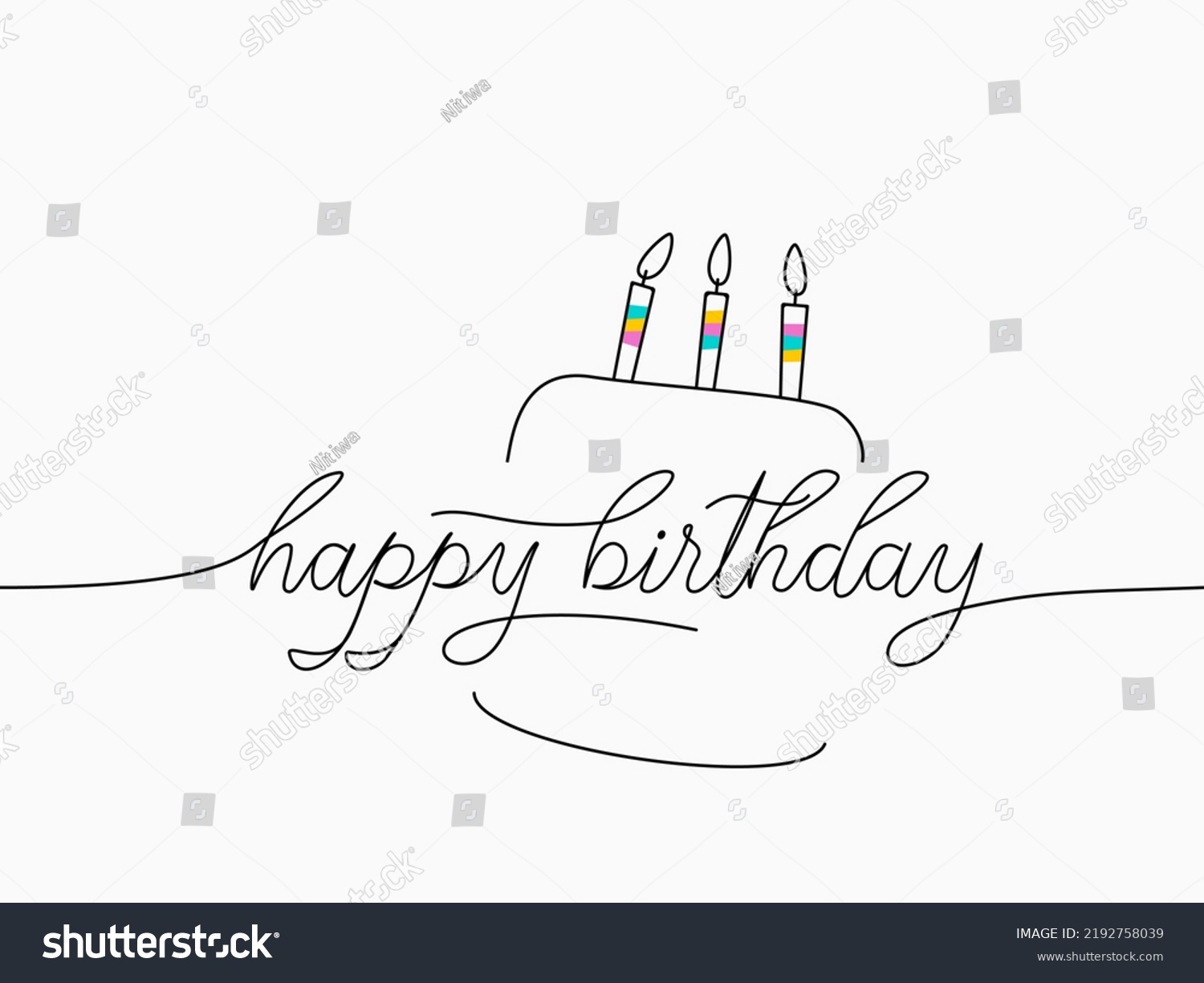 Simple Black Happy Birthday Text Cake Stock Vector (Royalty Free ...