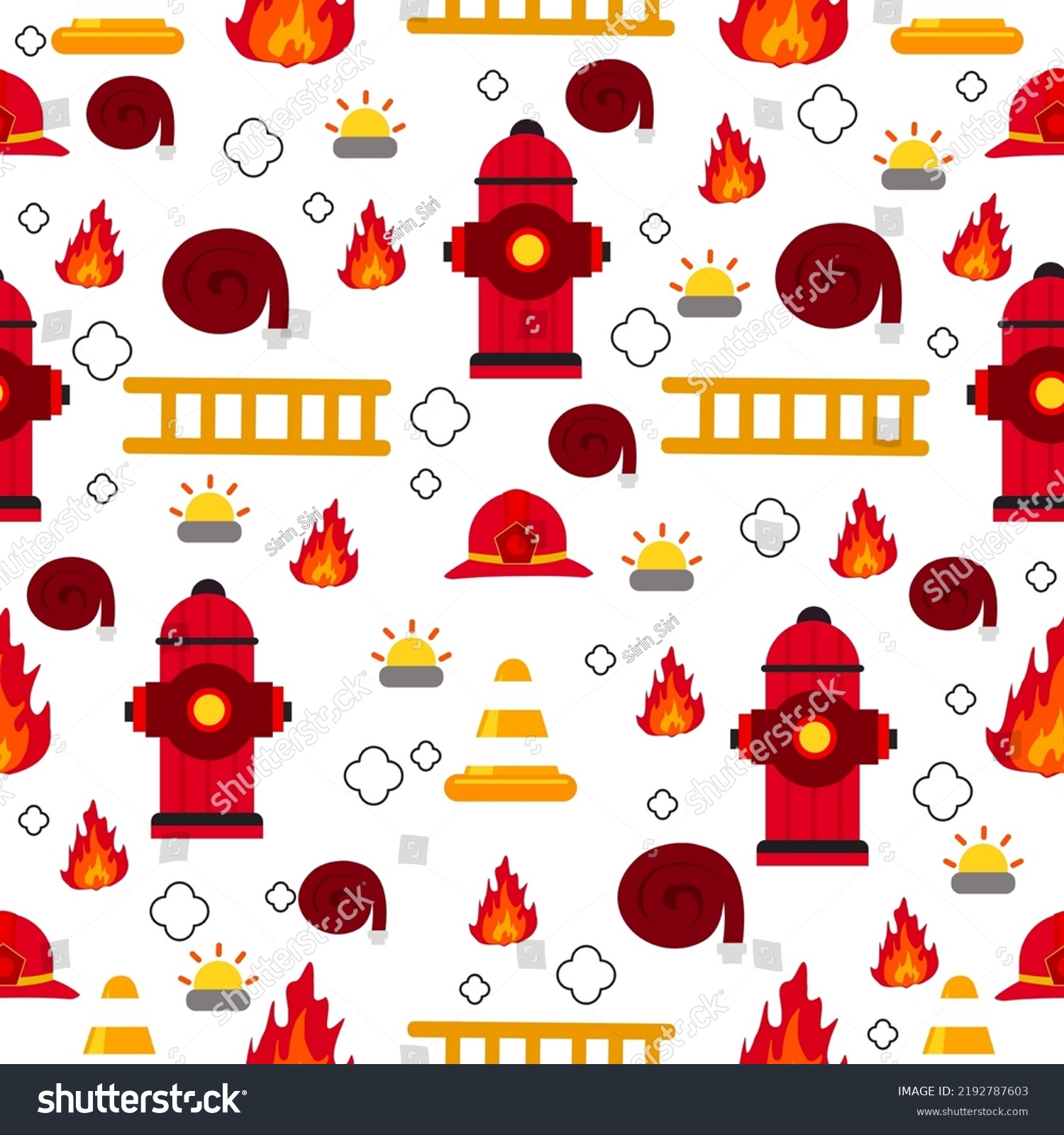 Fire Pattern Cartoon Patternfire Collectionfirefighter Stock Vector ...