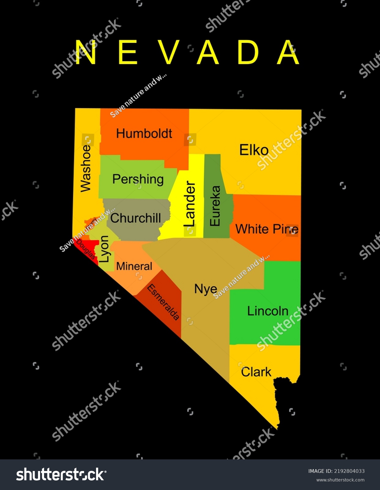 Colorful Nevada State Vector Map Silhouette Stock Vector (Royalty Free ...