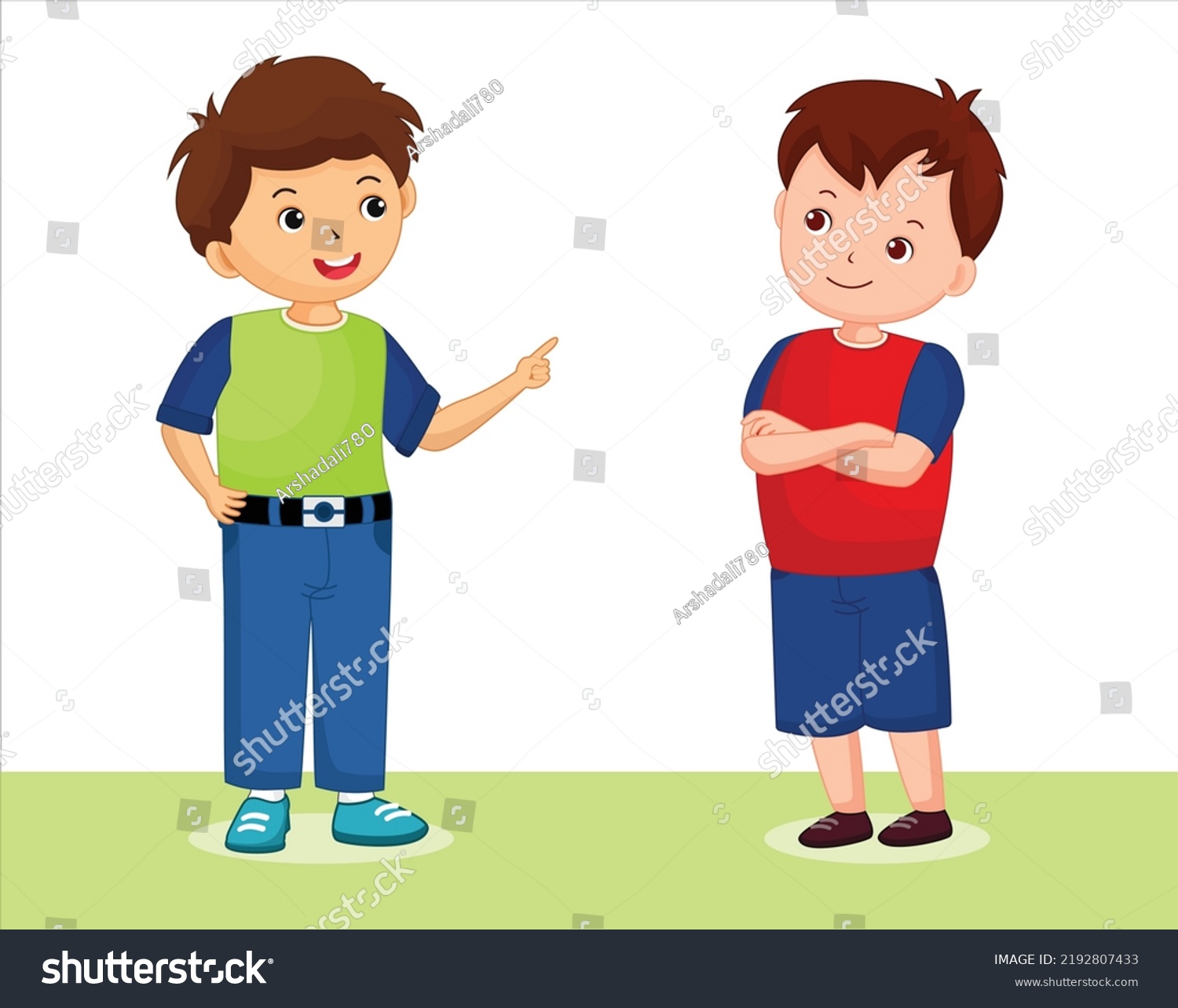 Two Boy Kids Talking Cartoon Character Stock Vector (Royalty Free ...