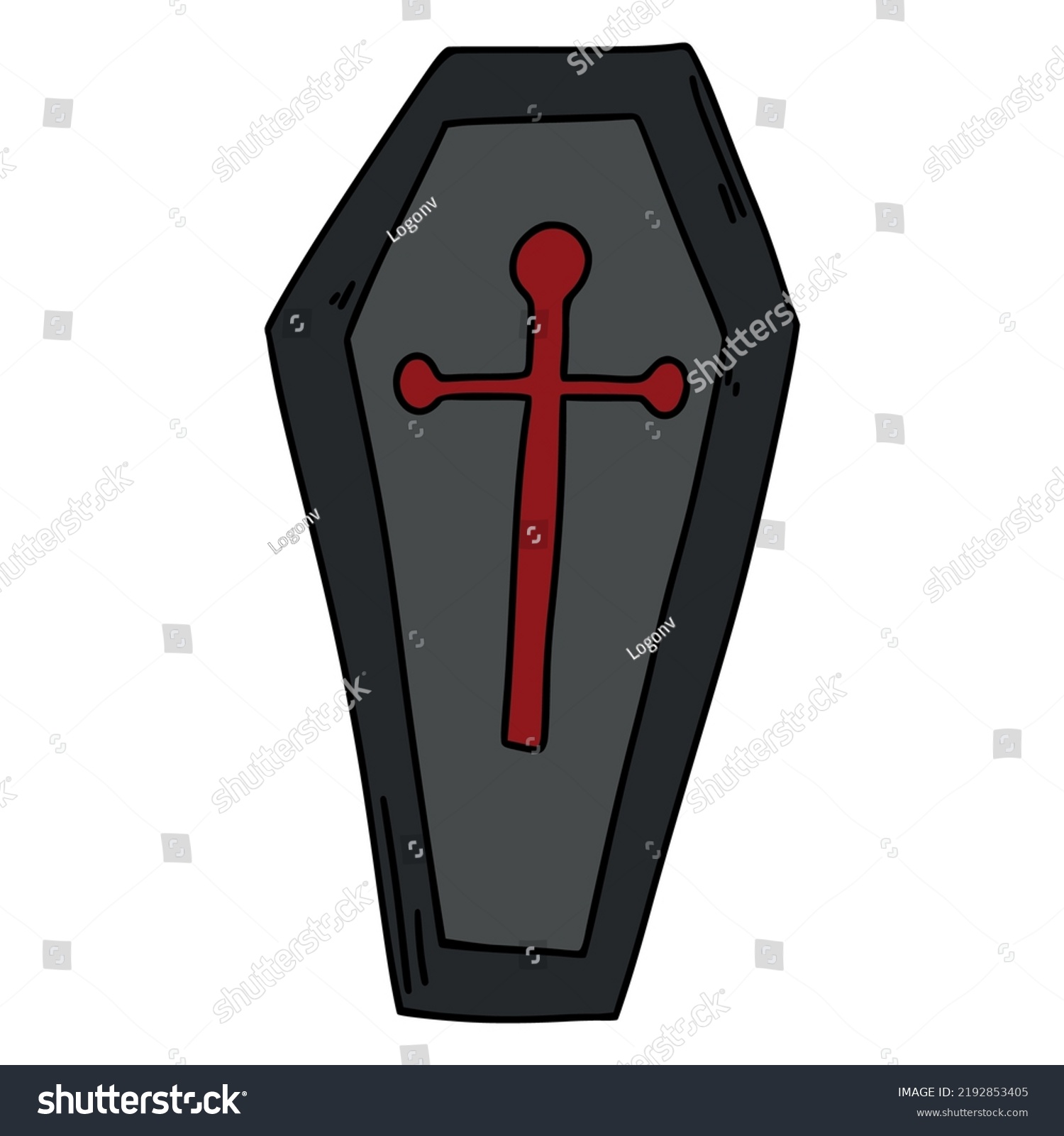 Doodle Cartoon Coffin Vector Illustration Stock Vector (Royalty Free ...