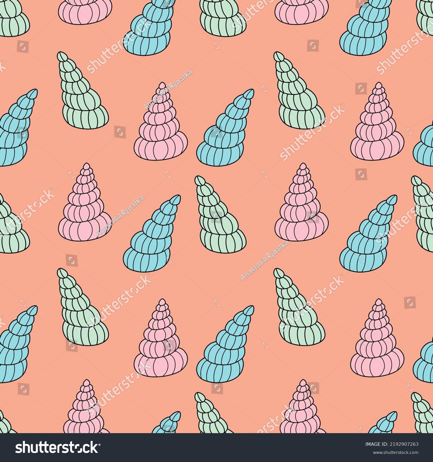 funny-marine-seamless-pattern-handdrawn-seashells-stock-vector-royalty