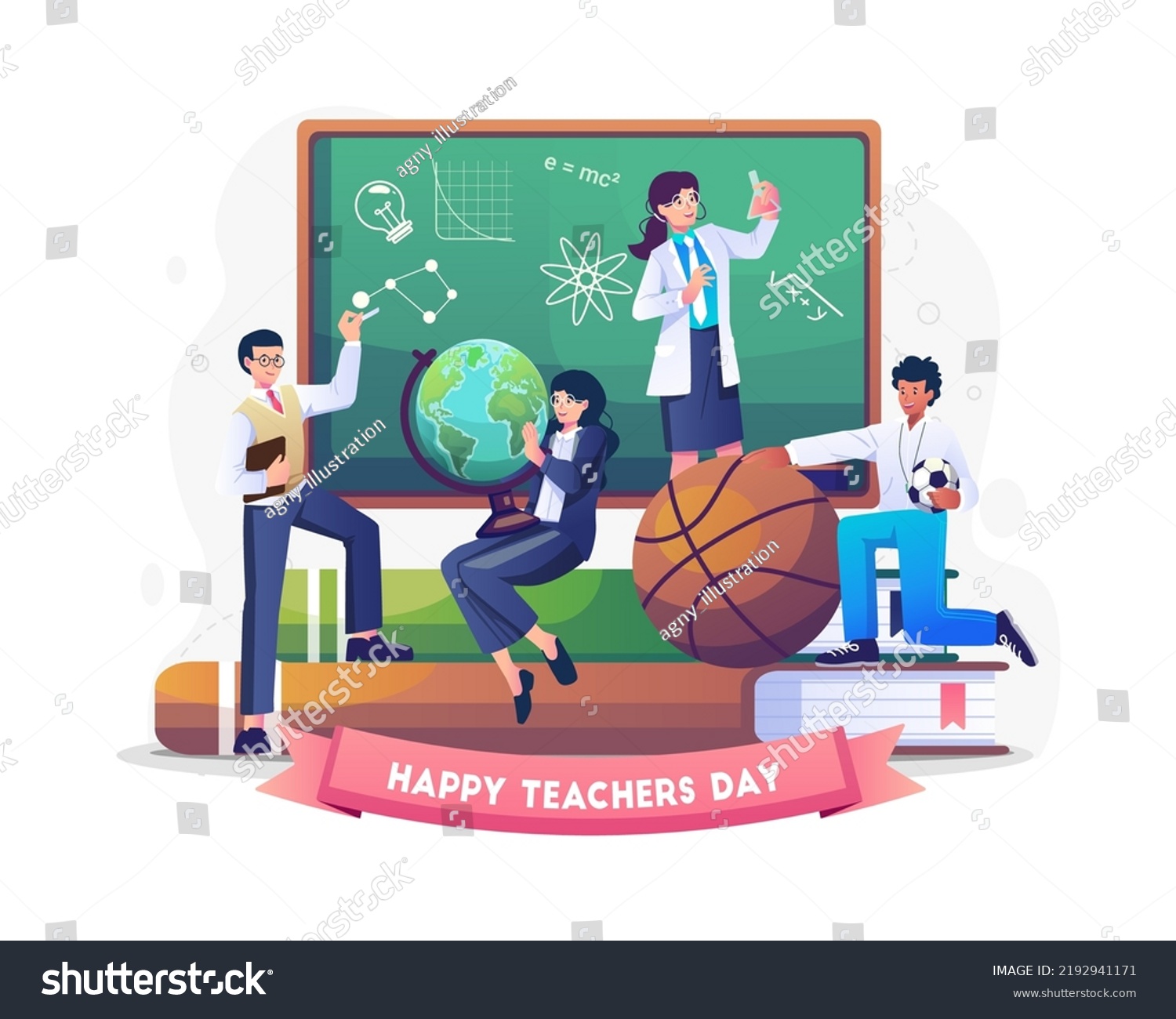 Teachers Various Subjects Celebrating Teachers Day Stock Vector ...