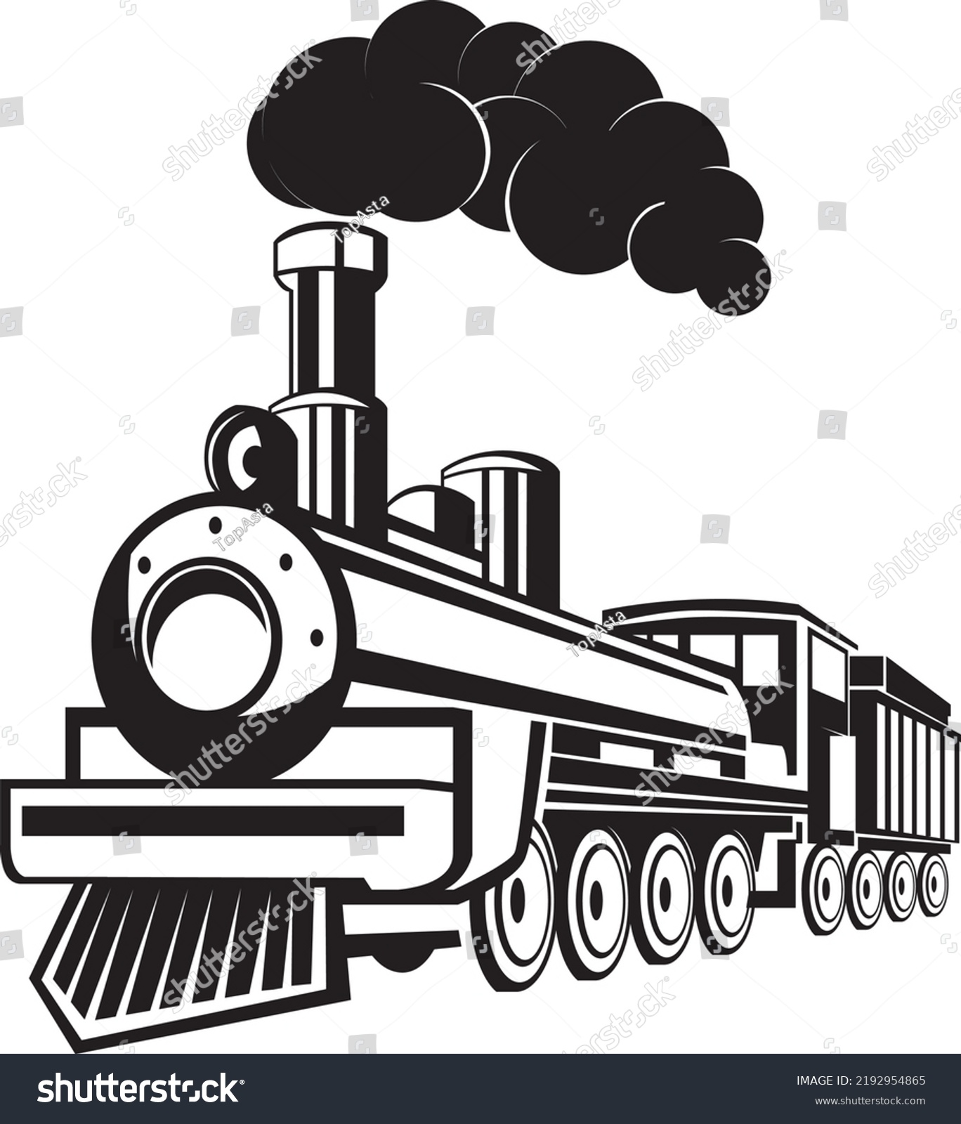 Black White Retro Train Old Steam Stock Vector (Royalty Free ...