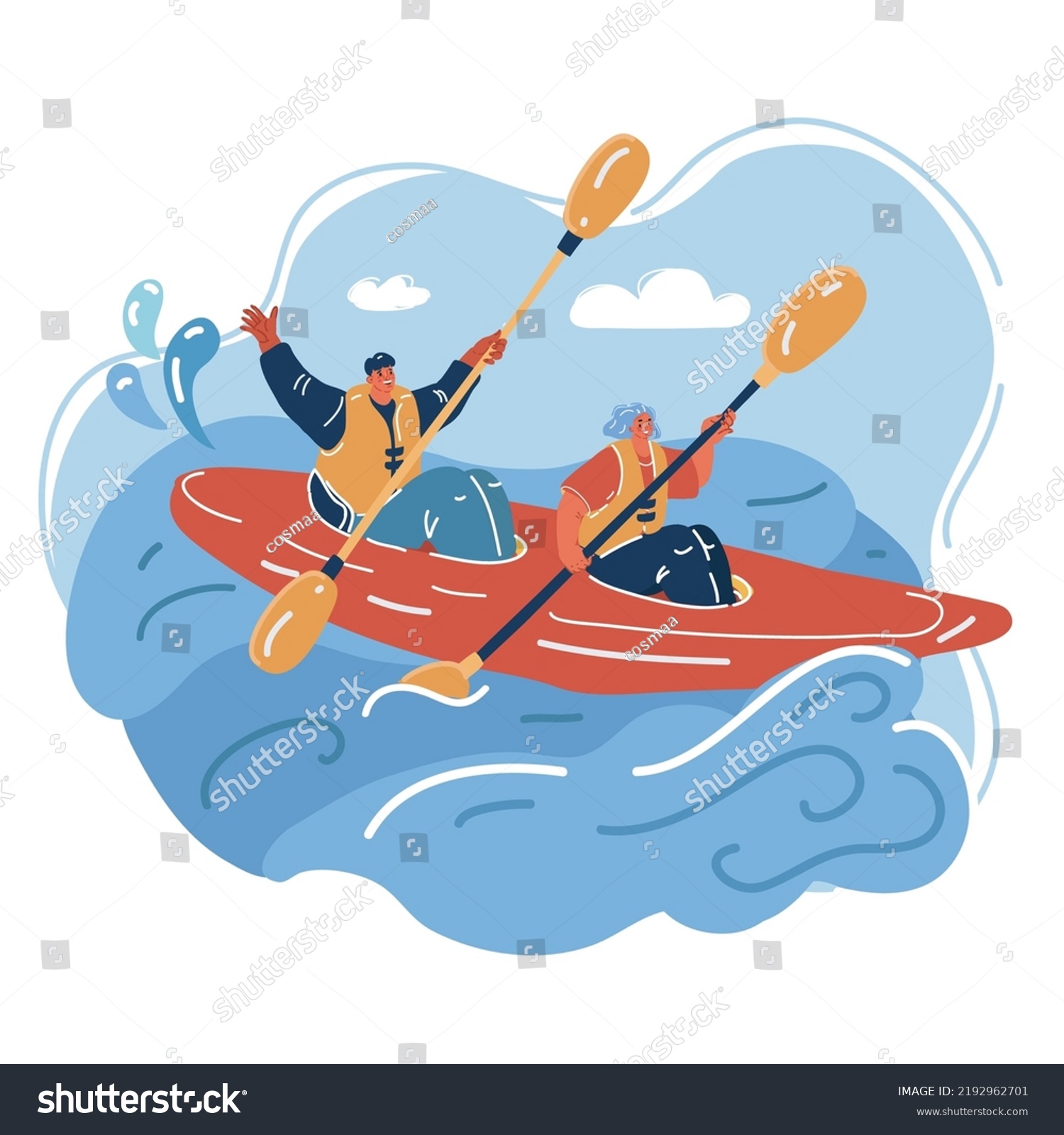 Cartoon Vector Illustration Sportsman Kayaker Character Stock Vector ...