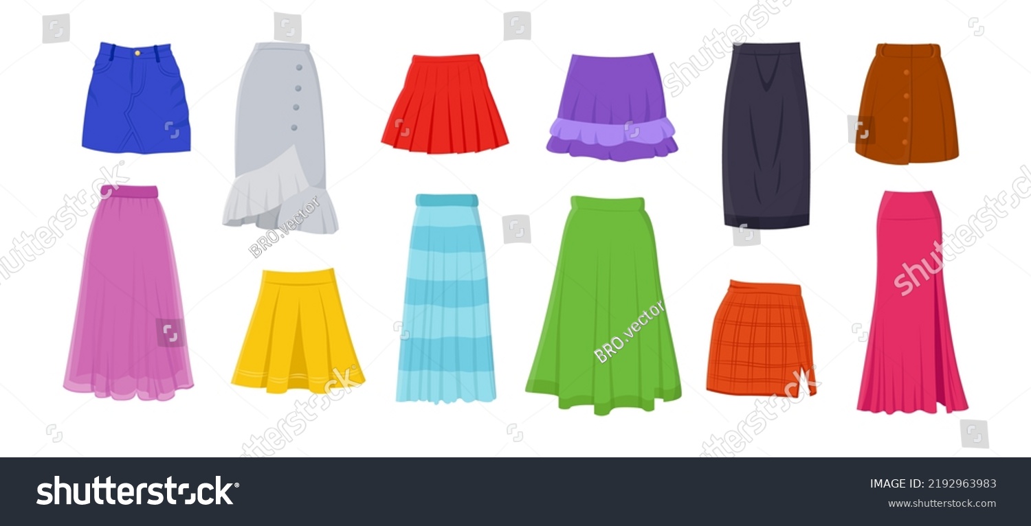 Different Skirts Women Vector Illustrations Set Stock Vector (Royalty ...