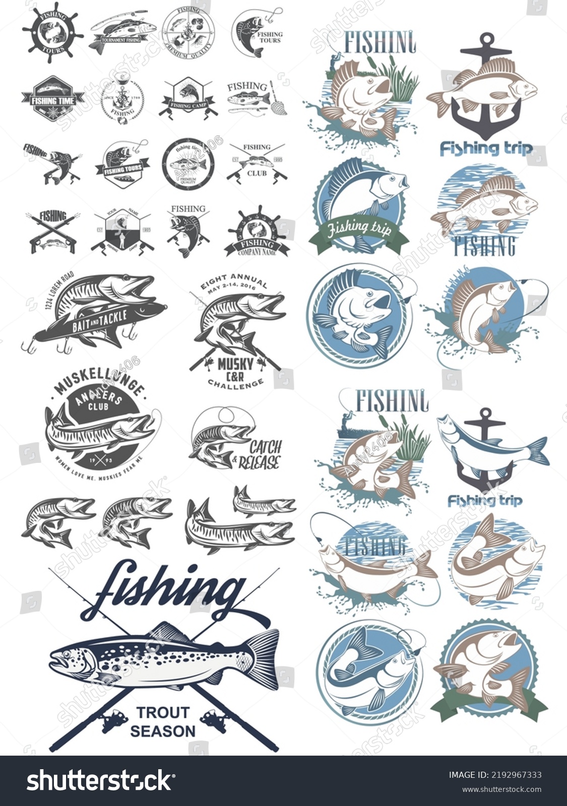 Fishing Signs Symbols Vector Set Stock Vector (Royalty Free) 2192967333 ...