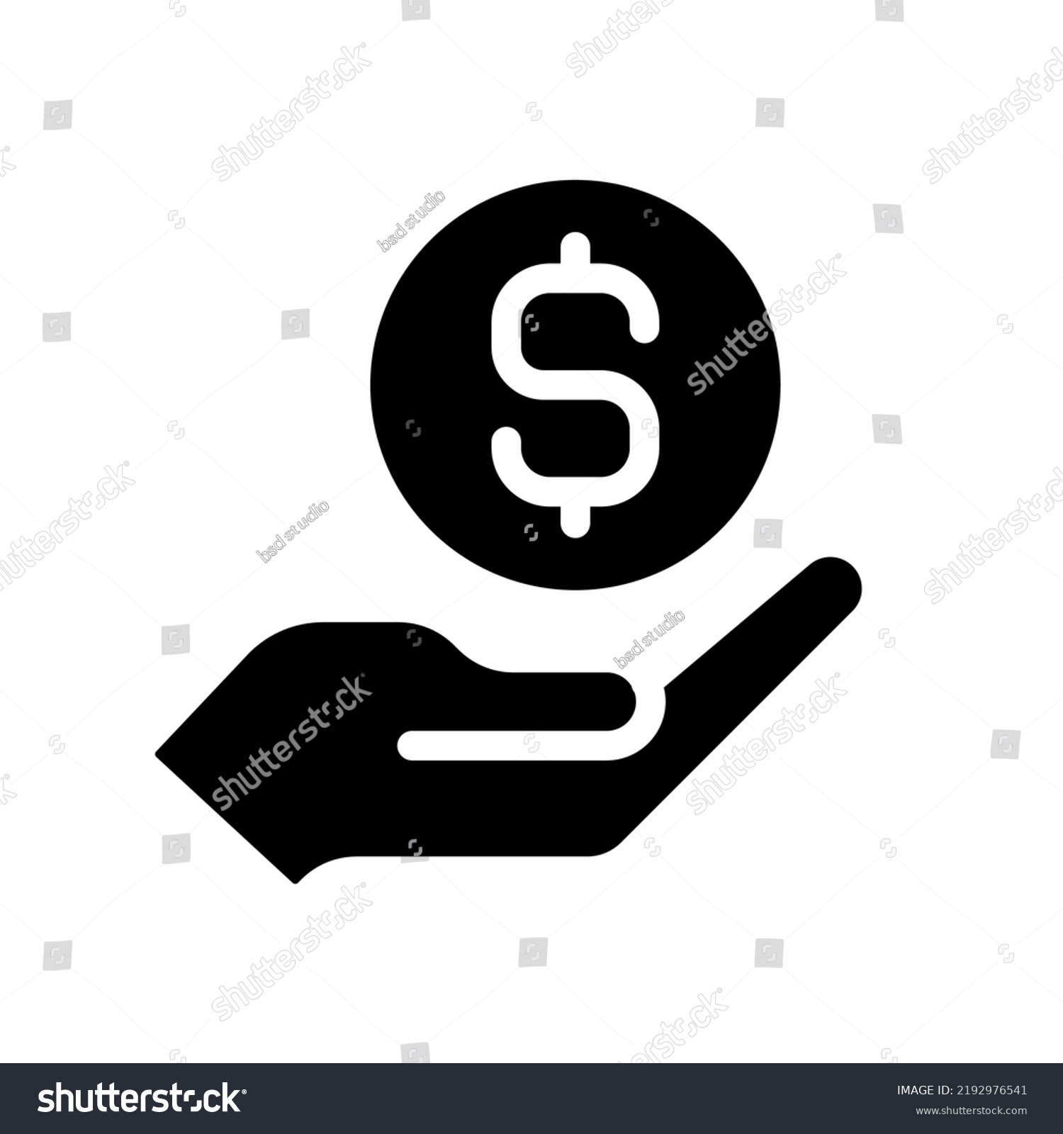 Coin Hand Black Glyph Icon Giving Stock Vector (Royalty Free ...