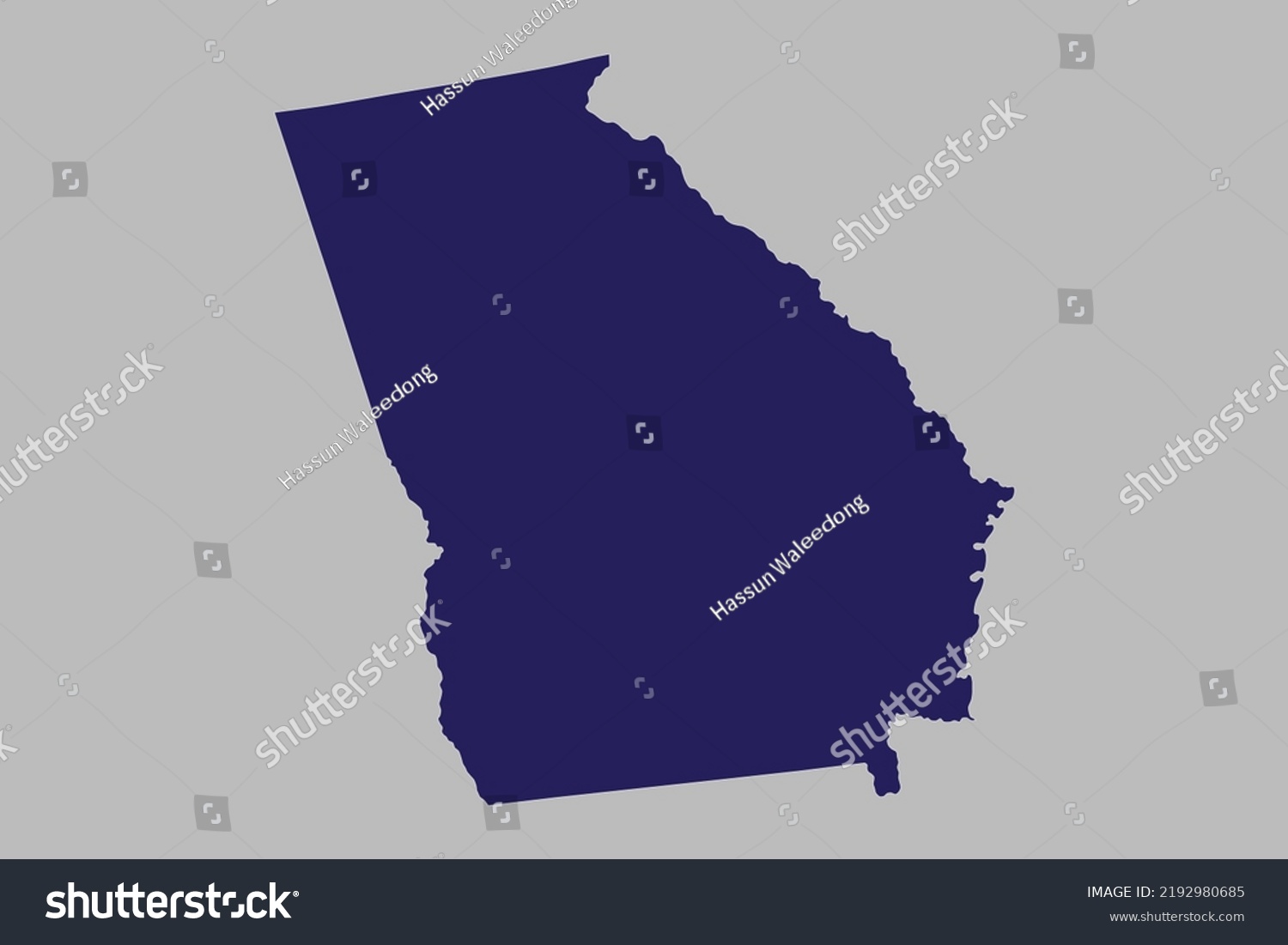 Georgia Map Vector Blue Color Isolated Stock Vector (royalty Free 