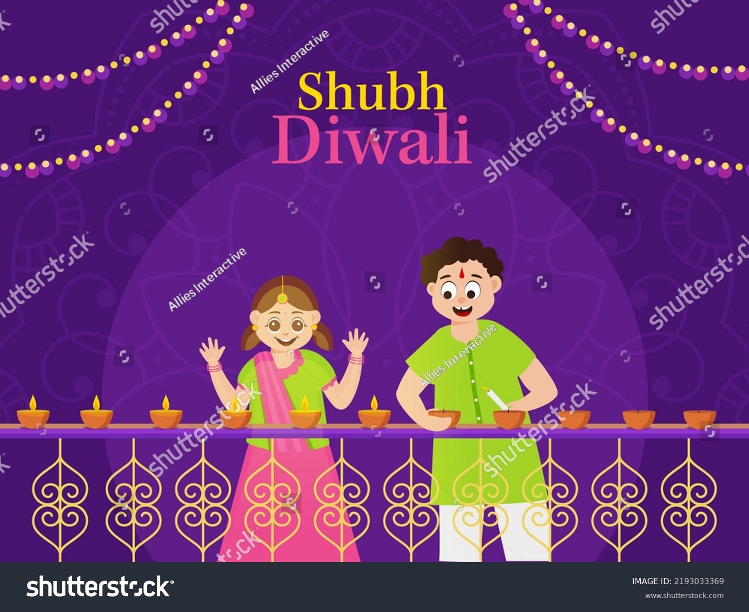 Shubh Happy Diwali Celebration Background Hinduism Stock Vector ...