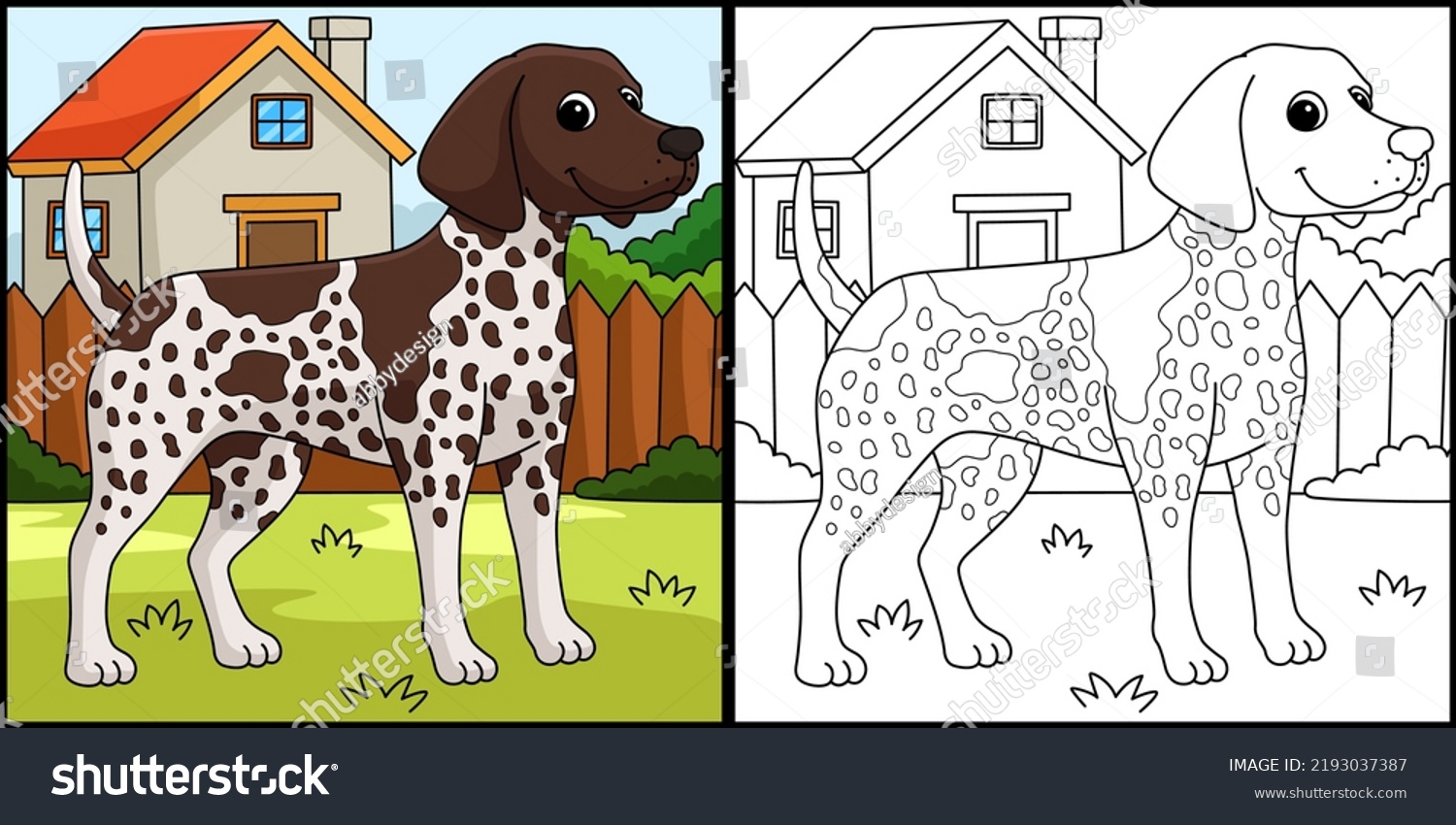 German Shorthaired Pointer Dog Coloring Page Stock Vector (Royalty Free