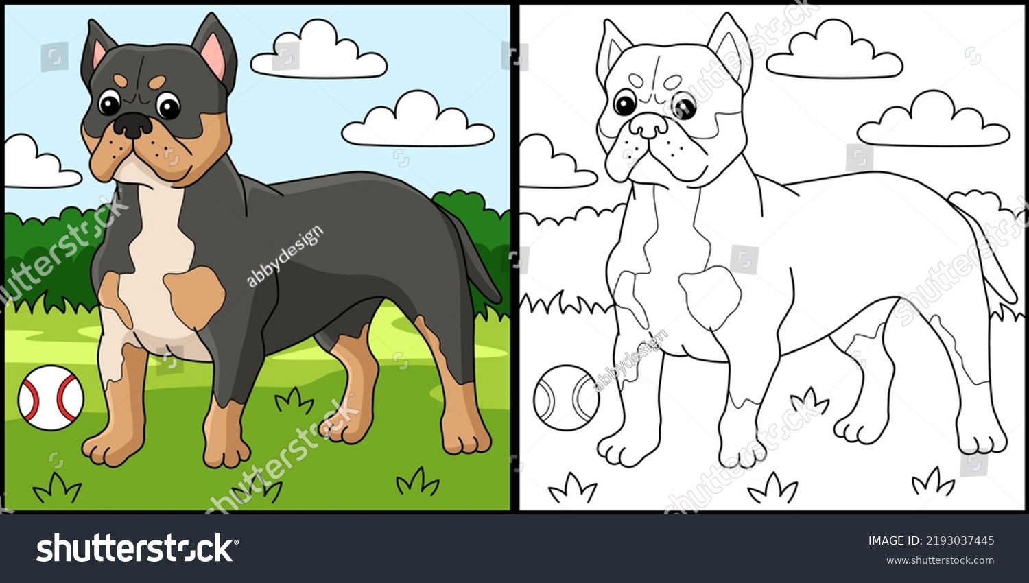 American Bully Dog Coloring Page Illustration Stock Vector (Royalty ...