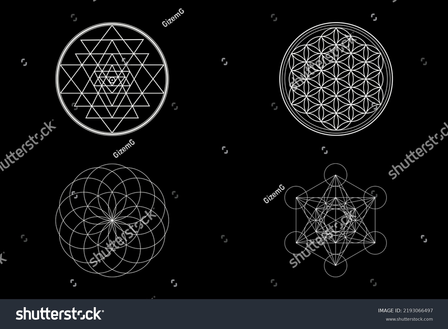 Sacred Geometry Background Sri Yantra Flower Stock Illustration ...