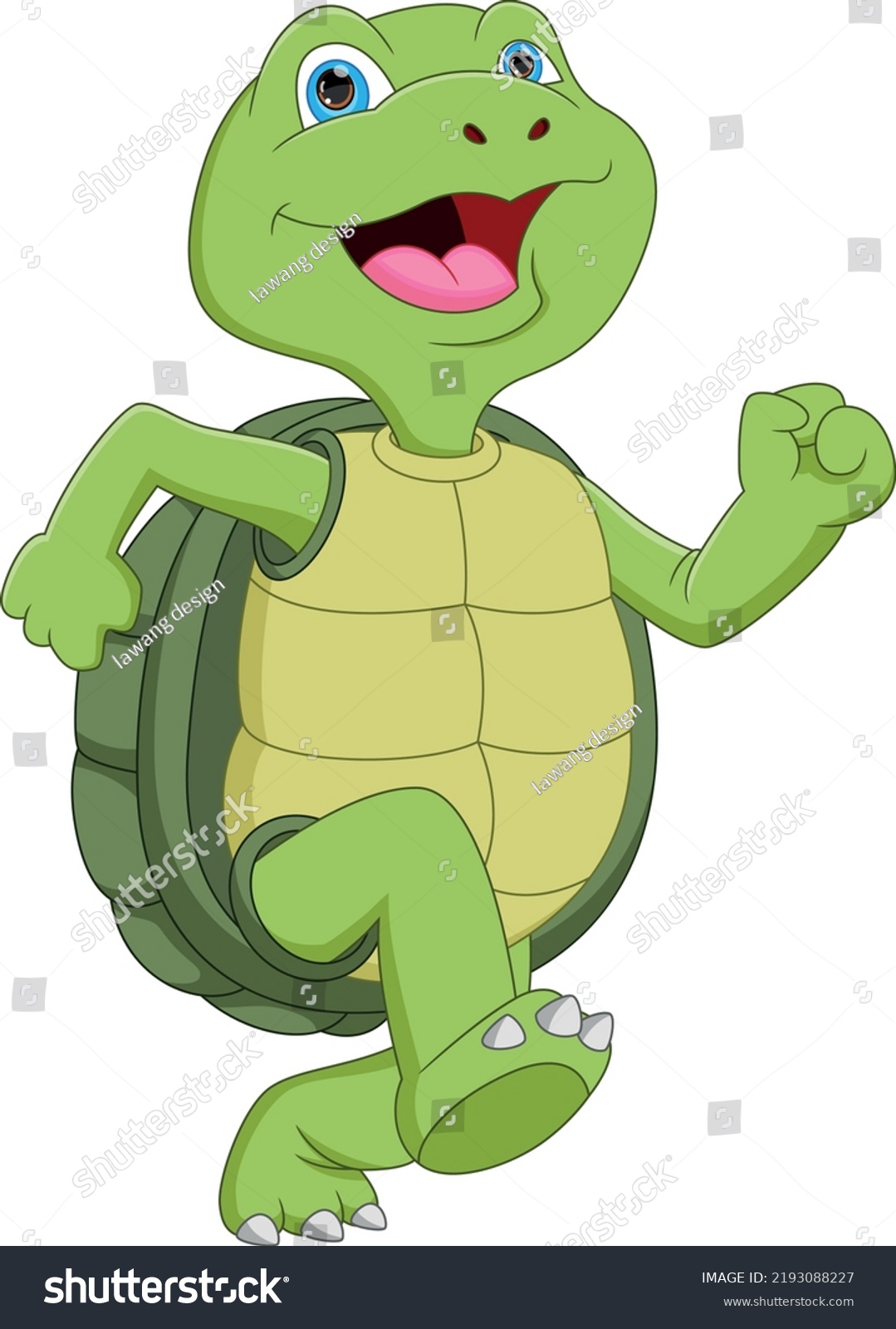 Cartoon Cute Turtle Running On White Stock Vector (Royalty Free ...